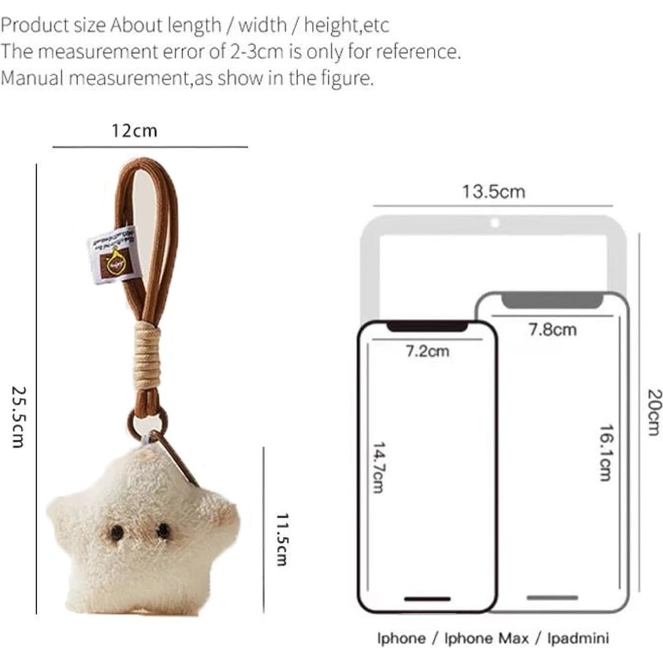 Llavero de Peluche Estrella Kawaii Blanco - Antiestrés