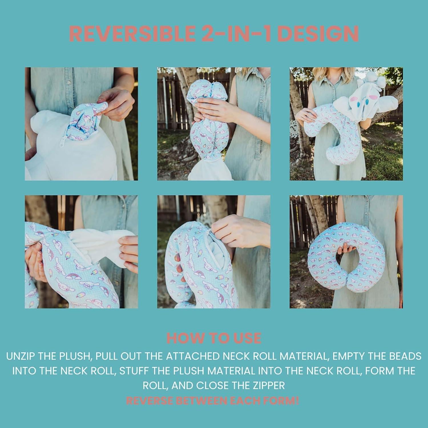 Almohada de Cuello Reversible Cinnamoroll - Peluche Sanrio 35.56x27.94 cm