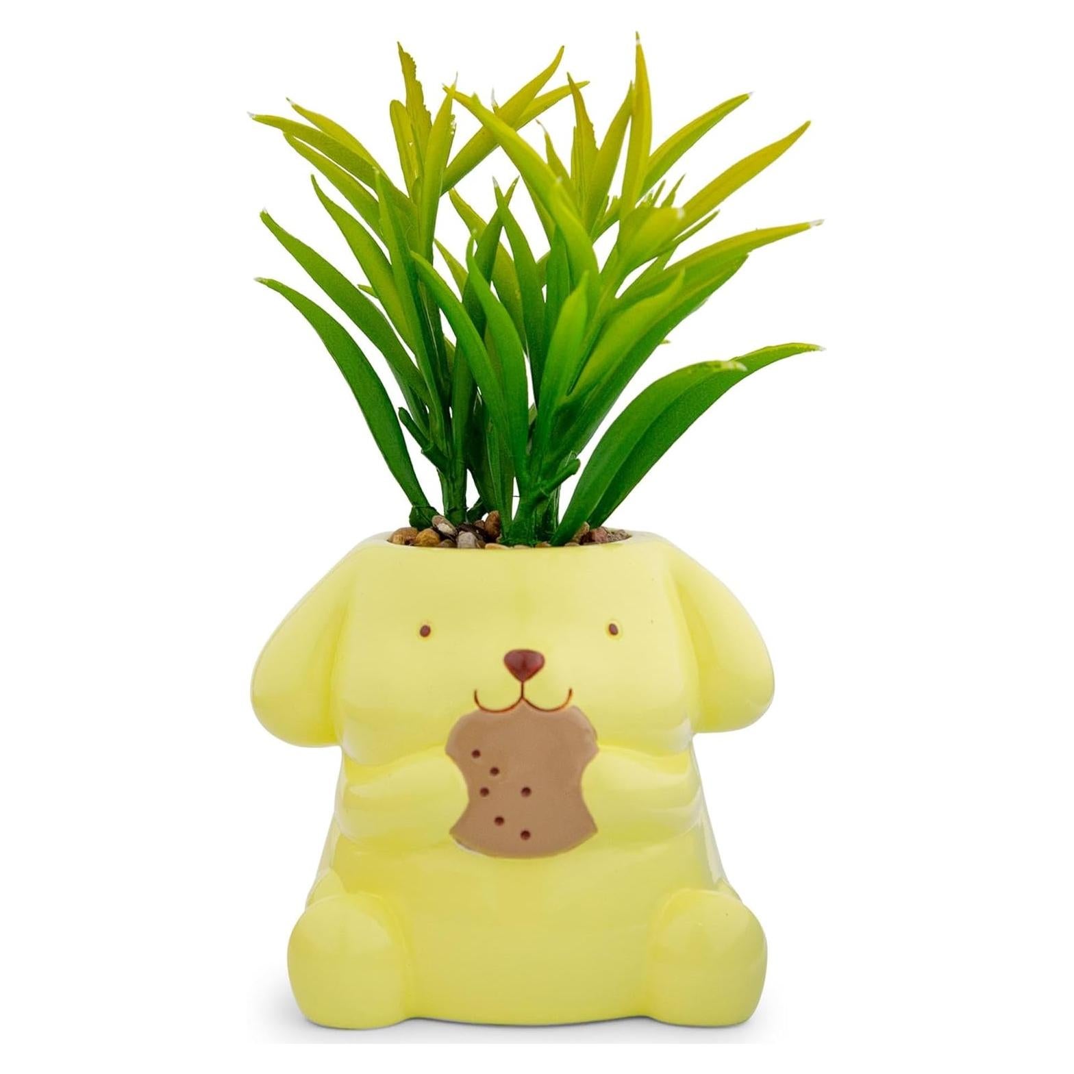 Maceta Mini Cerámica Pompompurin Toynk con Suculenta Artificial