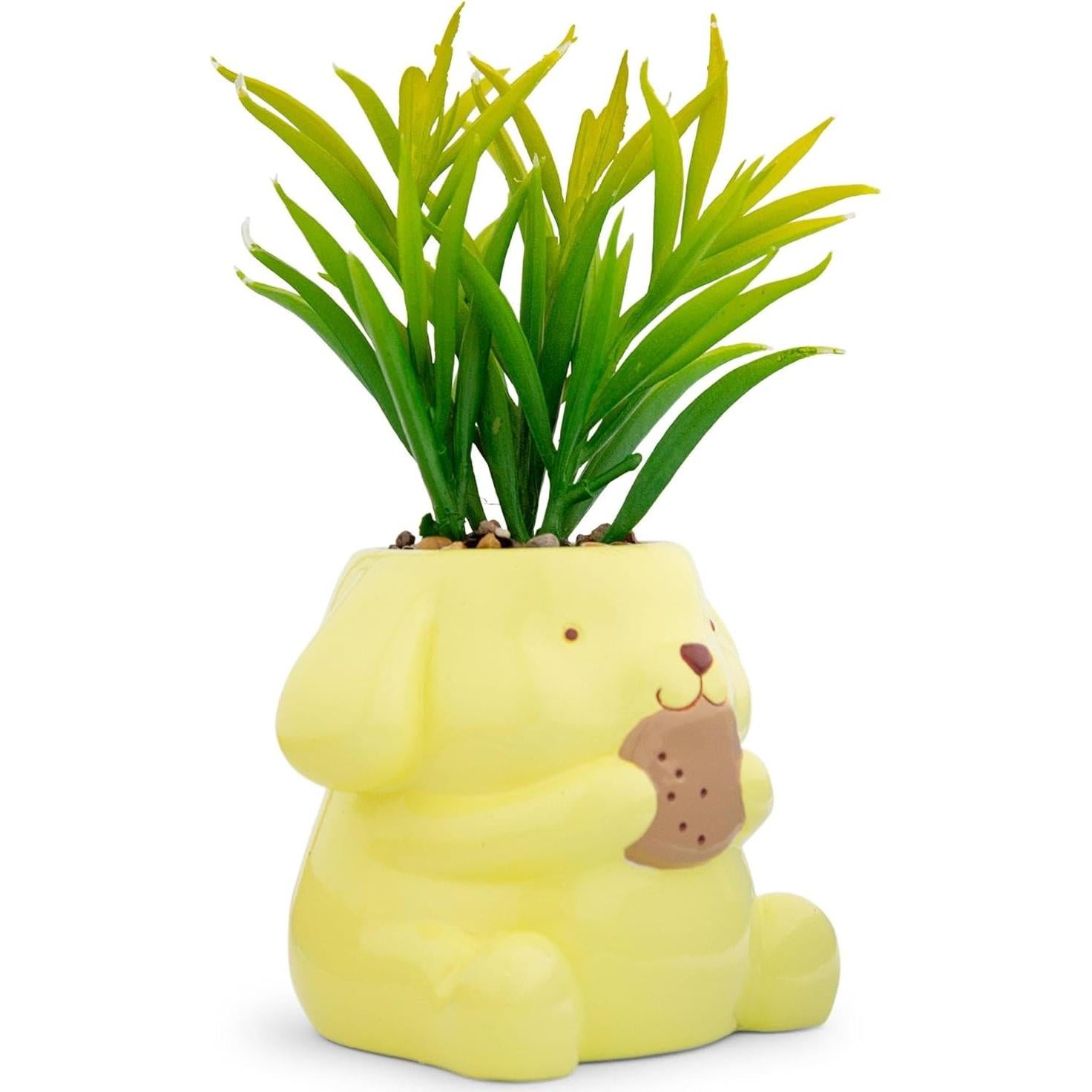 Maceta Mini Cerámica Pompompurin Toynk con Suculenta Artificial