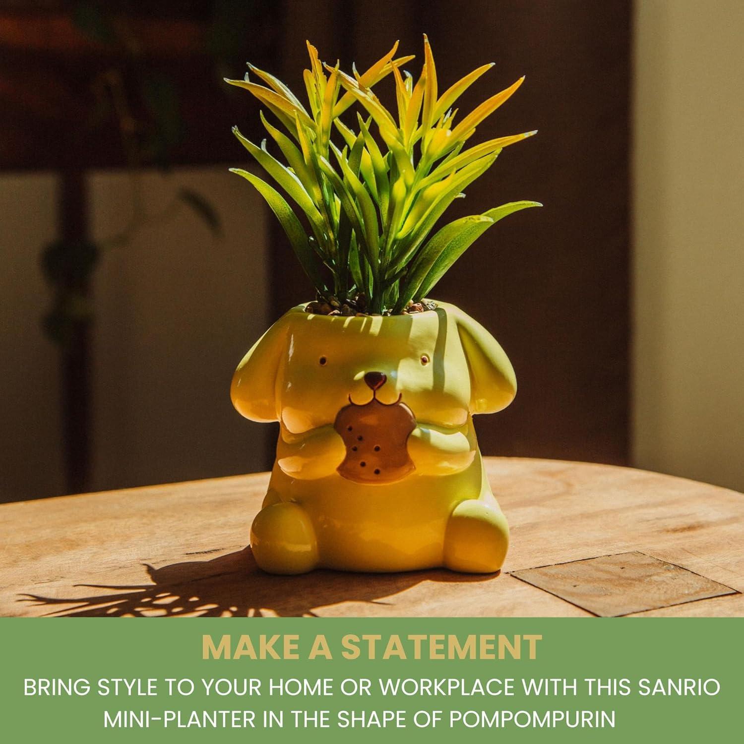 Maceta Mini Cerámica Pompompurin Toynk con Suculenta Artificial