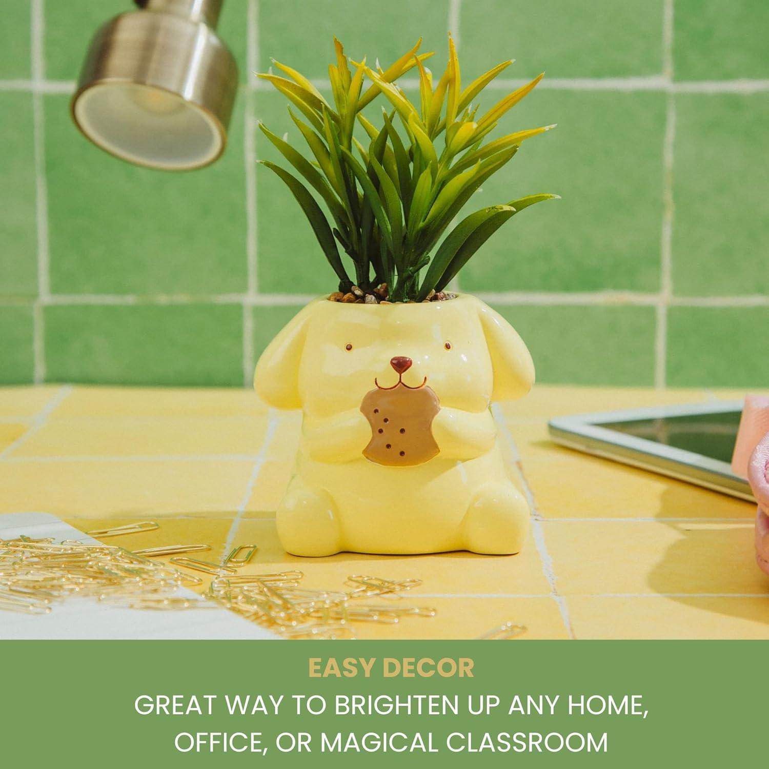 Maceta Mini Cerámica Pompompurin Toynk con Suculenta Artificial