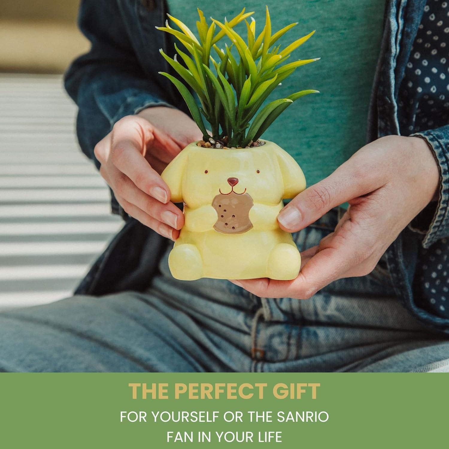 Maceta Mini Cerámica Pompompurin Toynk con Suculenta Artificial