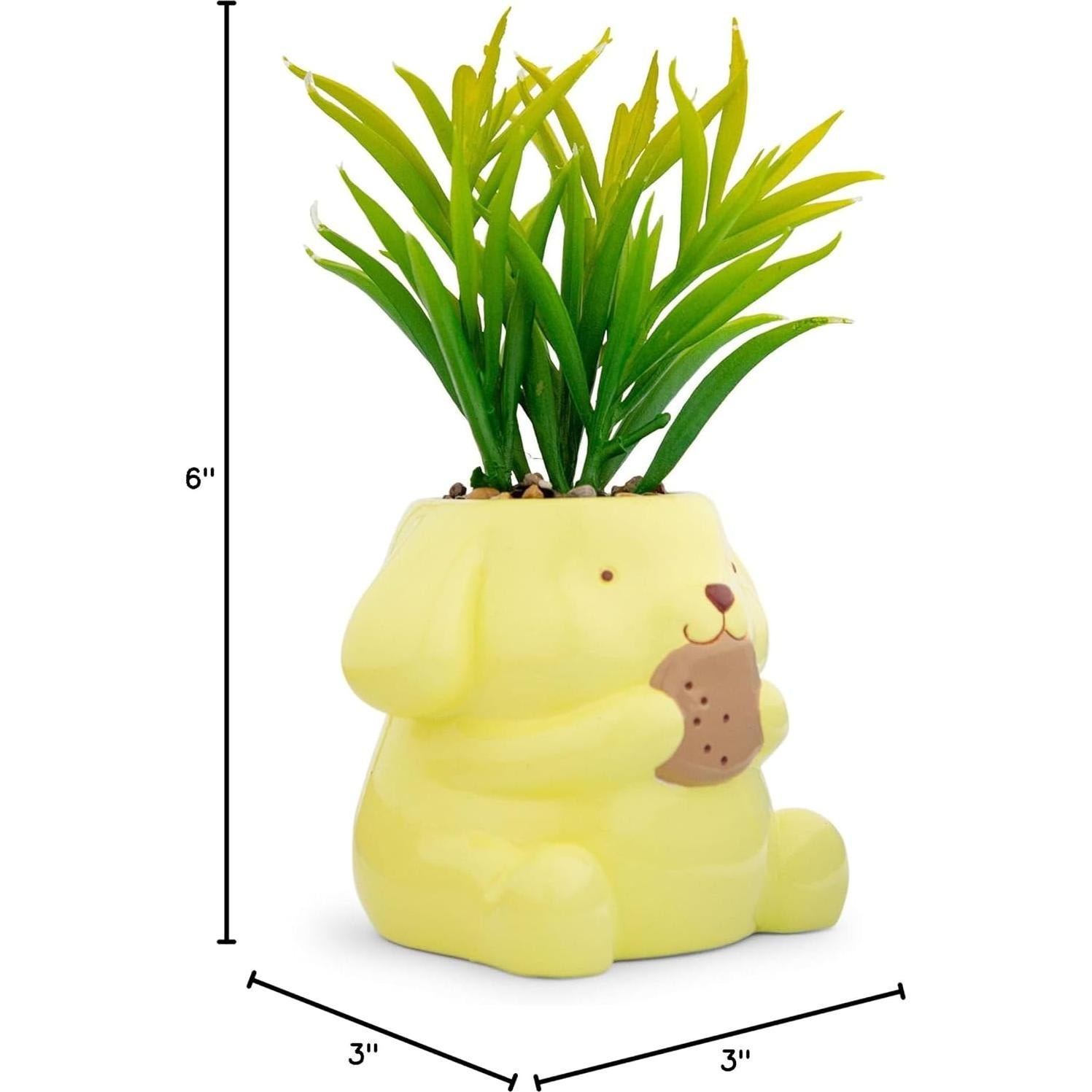 Maceta Mini Cerámica Pompompurin Toynk con Suculenta Artificial