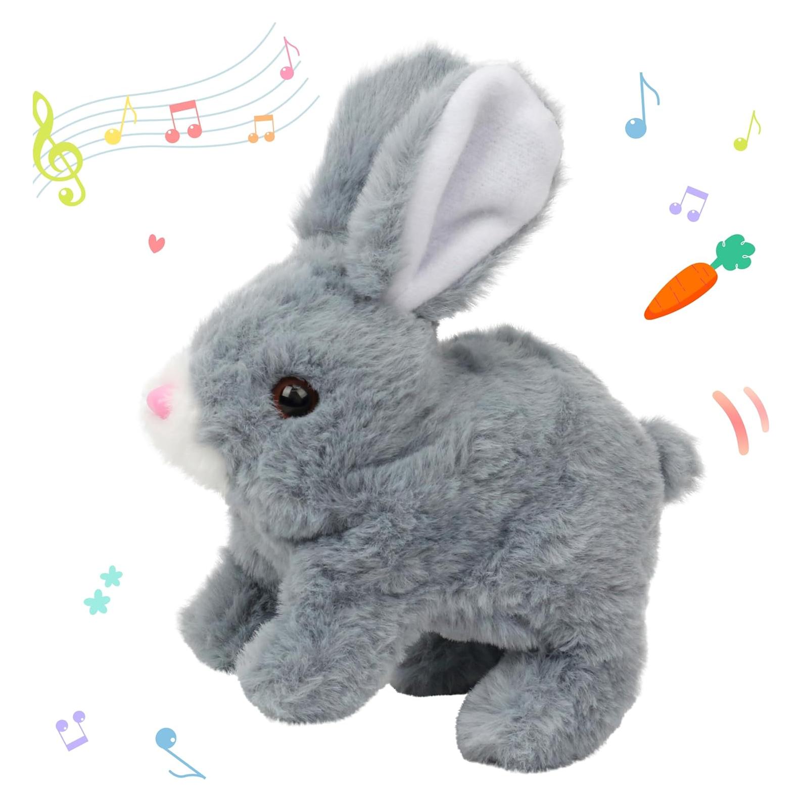 Conejo Saltarín Electrónico Hopearl Gris 18 cm Interactivo