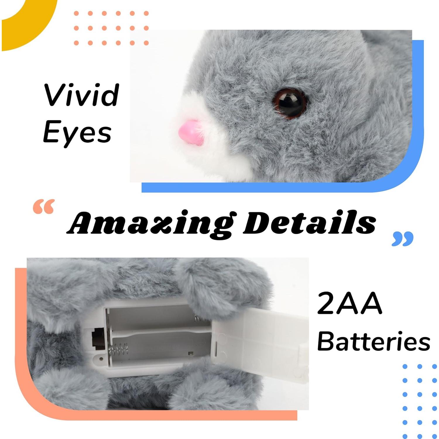 Conejo Saltarín Electrónico Hopearl Gris 18 cm Interactivo