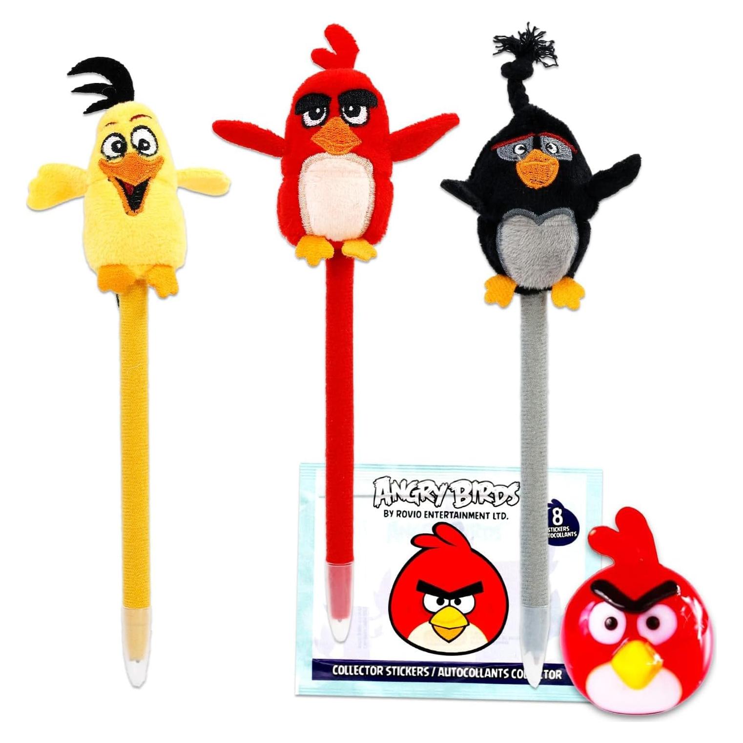 Juego de bolígrafos Angry Birds - 3 bolígrafos con pegatinas