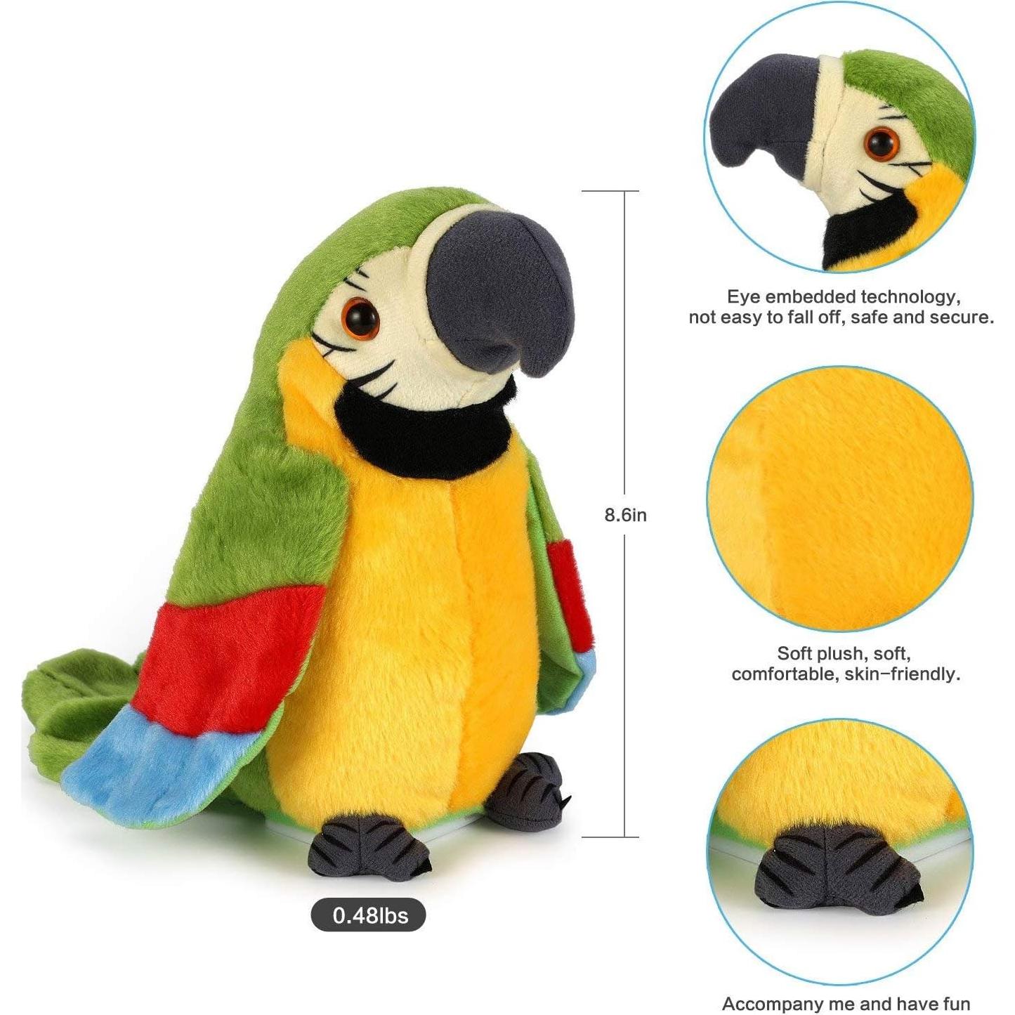 Loro Hablante Eléctrico de Peluche Xinrirong 27.7x27.7x56.1cm