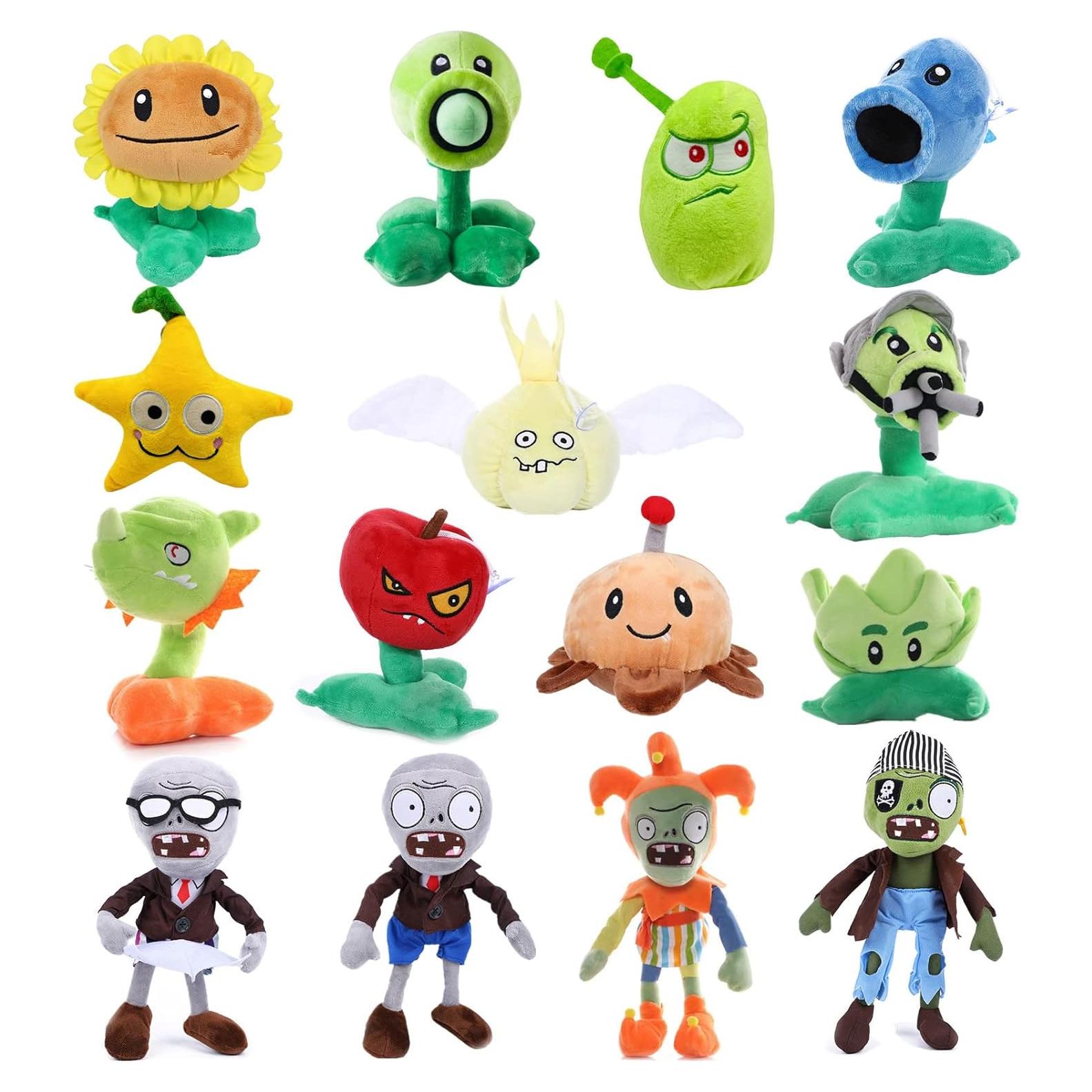 Set de 15 Muñecos de Peluche PVZ JHESAO - Zombies y Plantas