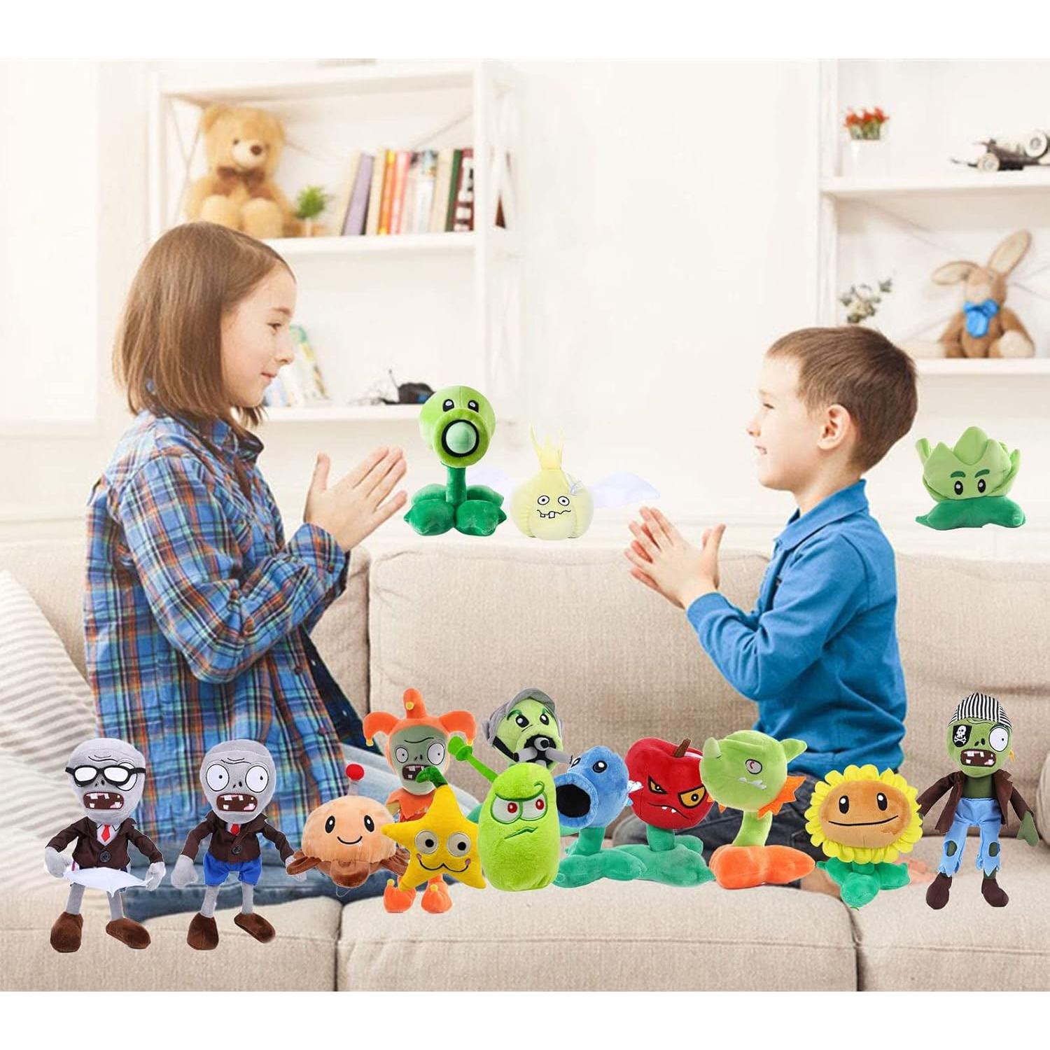 Set de 15 Muñecos de Peluche PVZ JHESAO - Zombies y Plantas