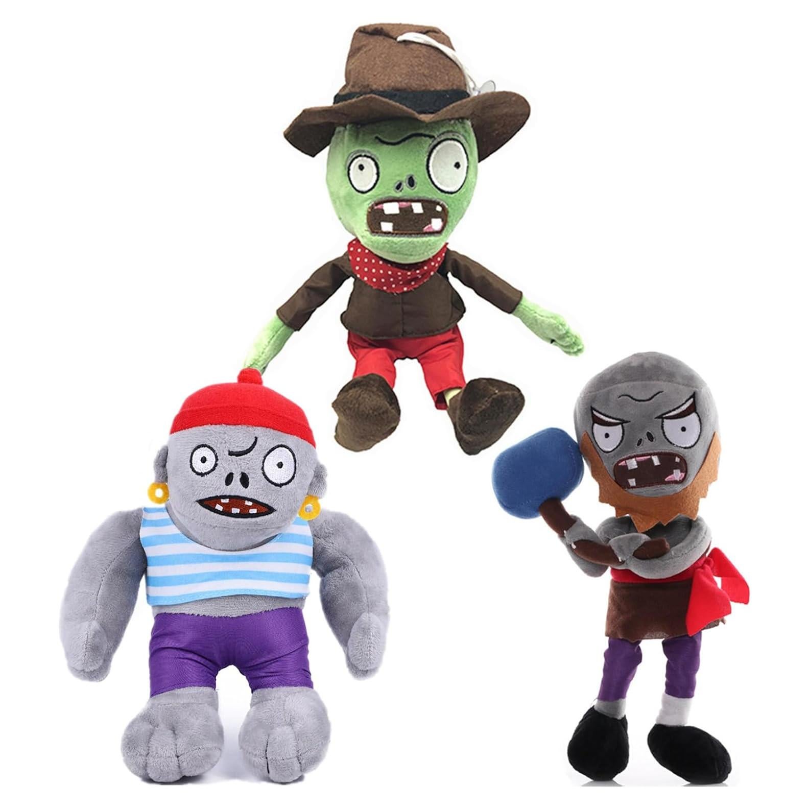 Set de 3 Peluches Plantas vs Zombies JHESAO - Martillo, Vaquero y Gargantuar Pirata