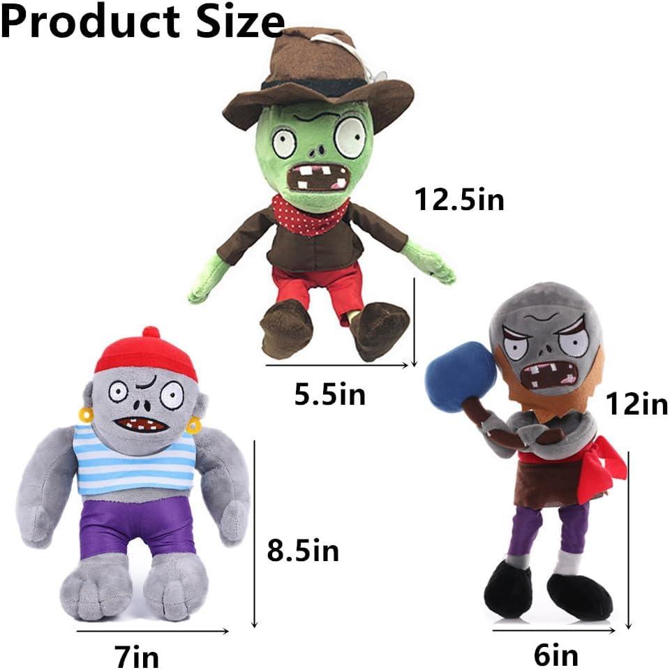 Set de 3 Peluches Plantas vs Zombies JHESAO - Martillo, Vaquero y Gargantuar Pirata
