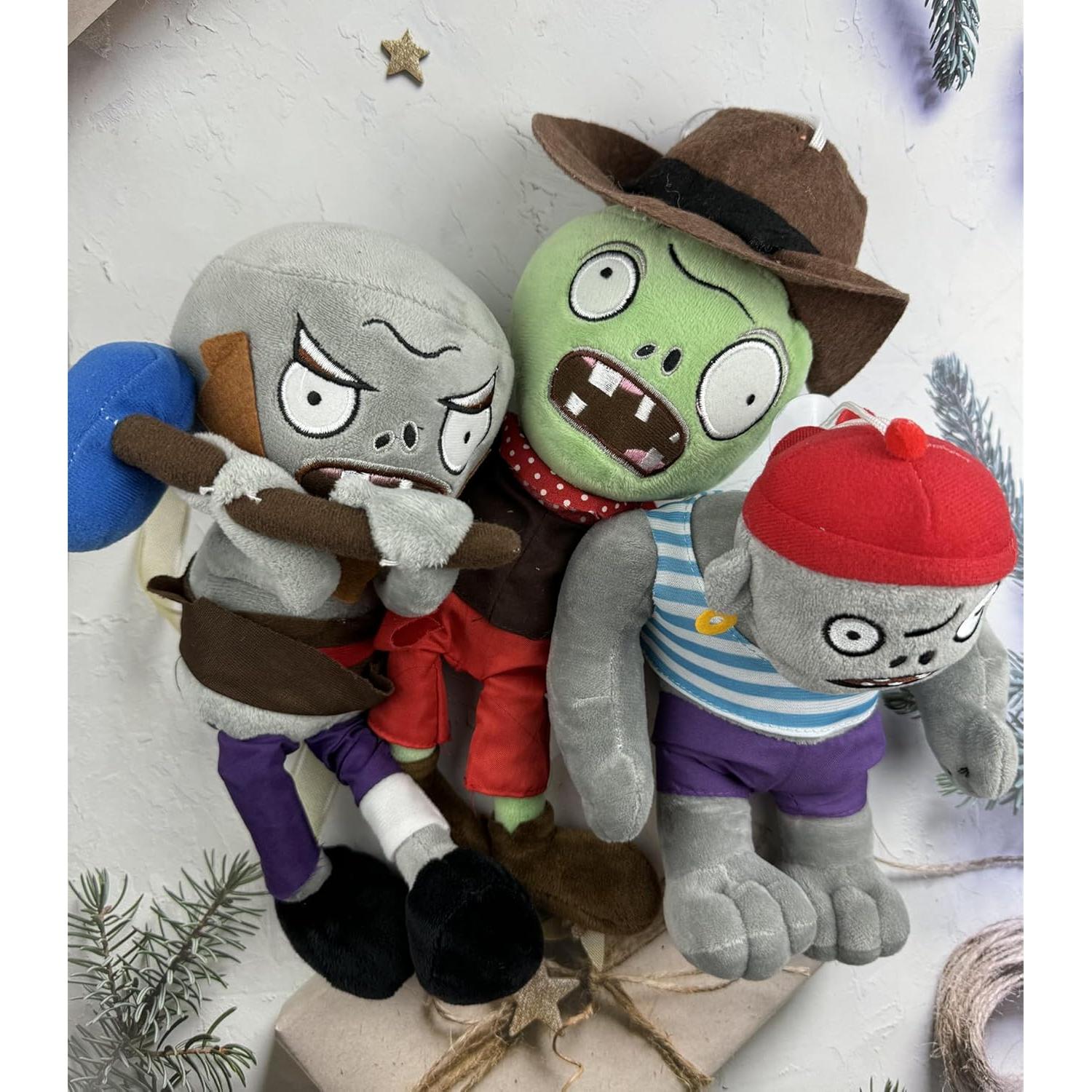 Set de 3 Peluches Plantas vs Zombies JHESAO - Martillo, Vaquero y Gargantuar Pirata