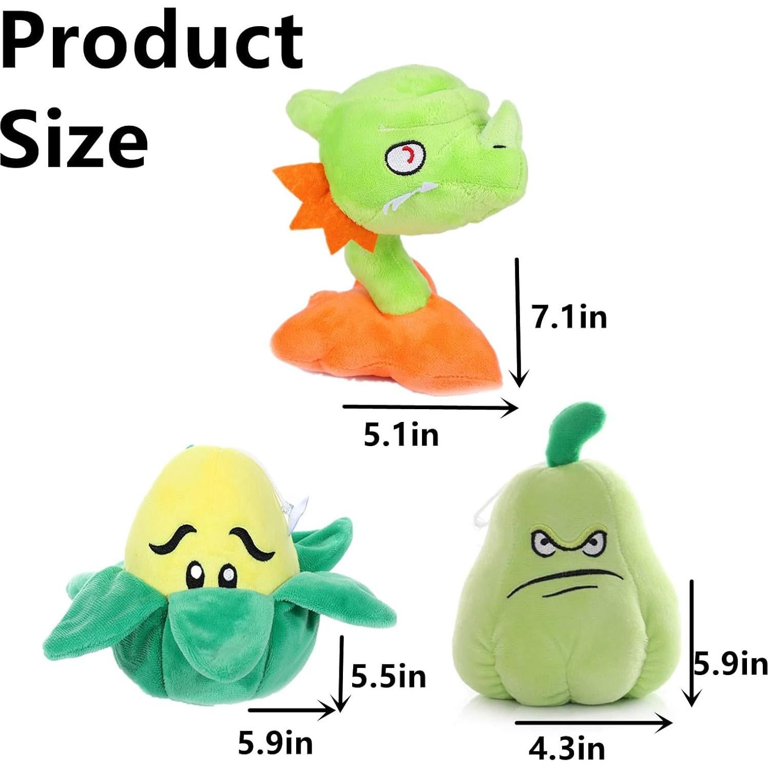 Juguetes de Peluche PVZ JHESAO 3 Pcs Calabaza, Snapdrago y Maíz
