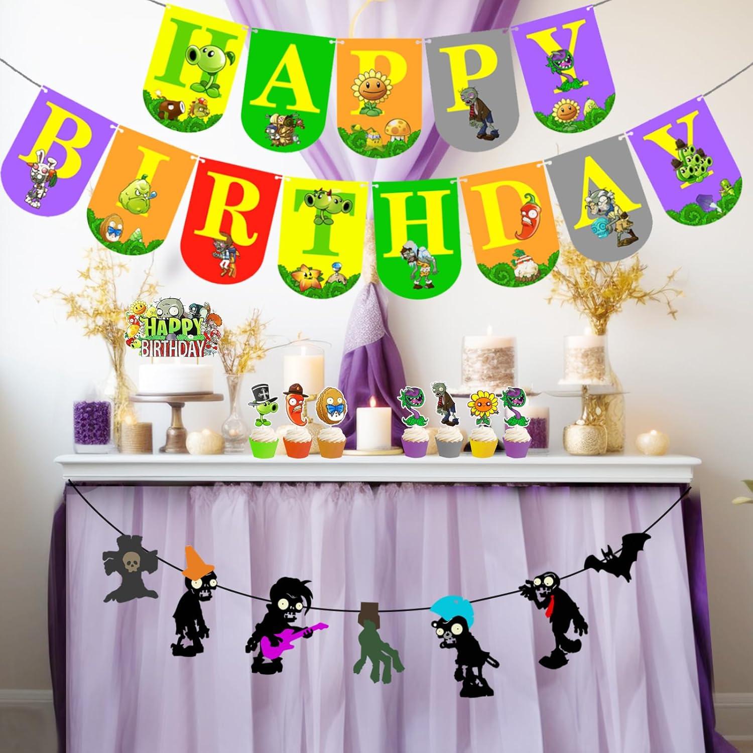 Kit de Decoración Fiesta Cumpleaños PVZ - 5 Accesorios