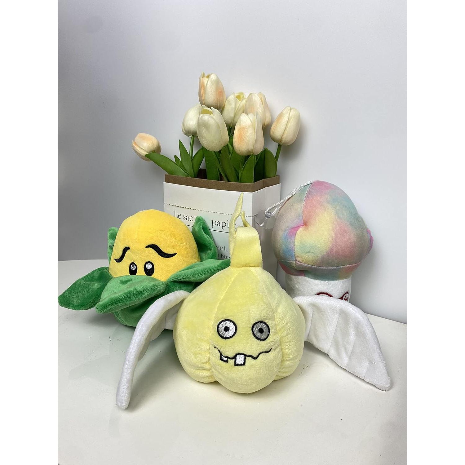 Set de Juguetes de Peluche PVZ Plantas Ajo Maíz Hongo 3 Piezas