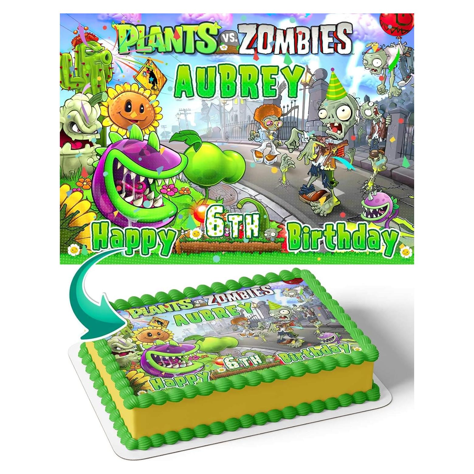 Cakecery Banner Comestible Plantas vs Zombies 2021 20x28 cm