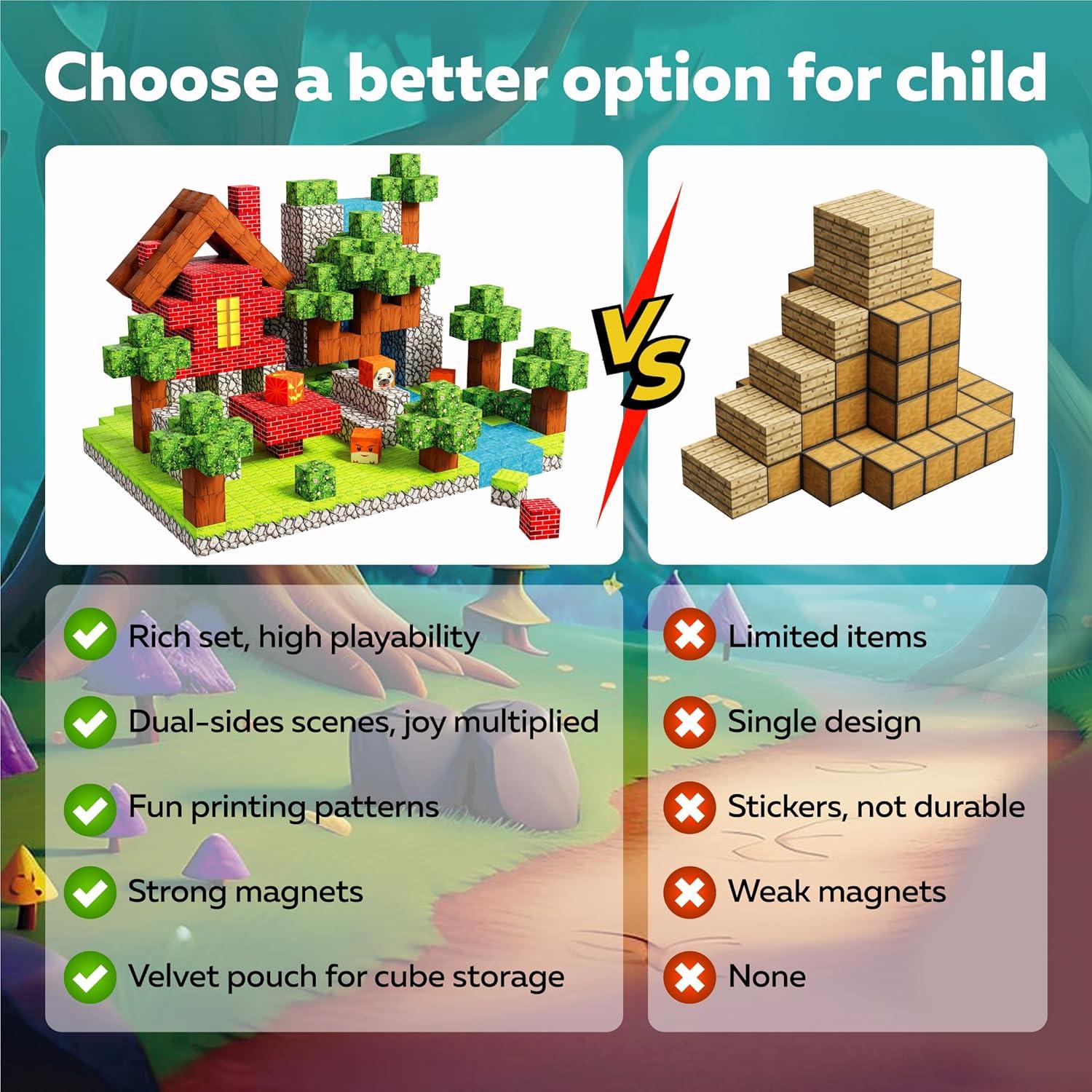 Bloques Magnéticos 128PCS WoodnPlay - Juguetes STEM para Niños