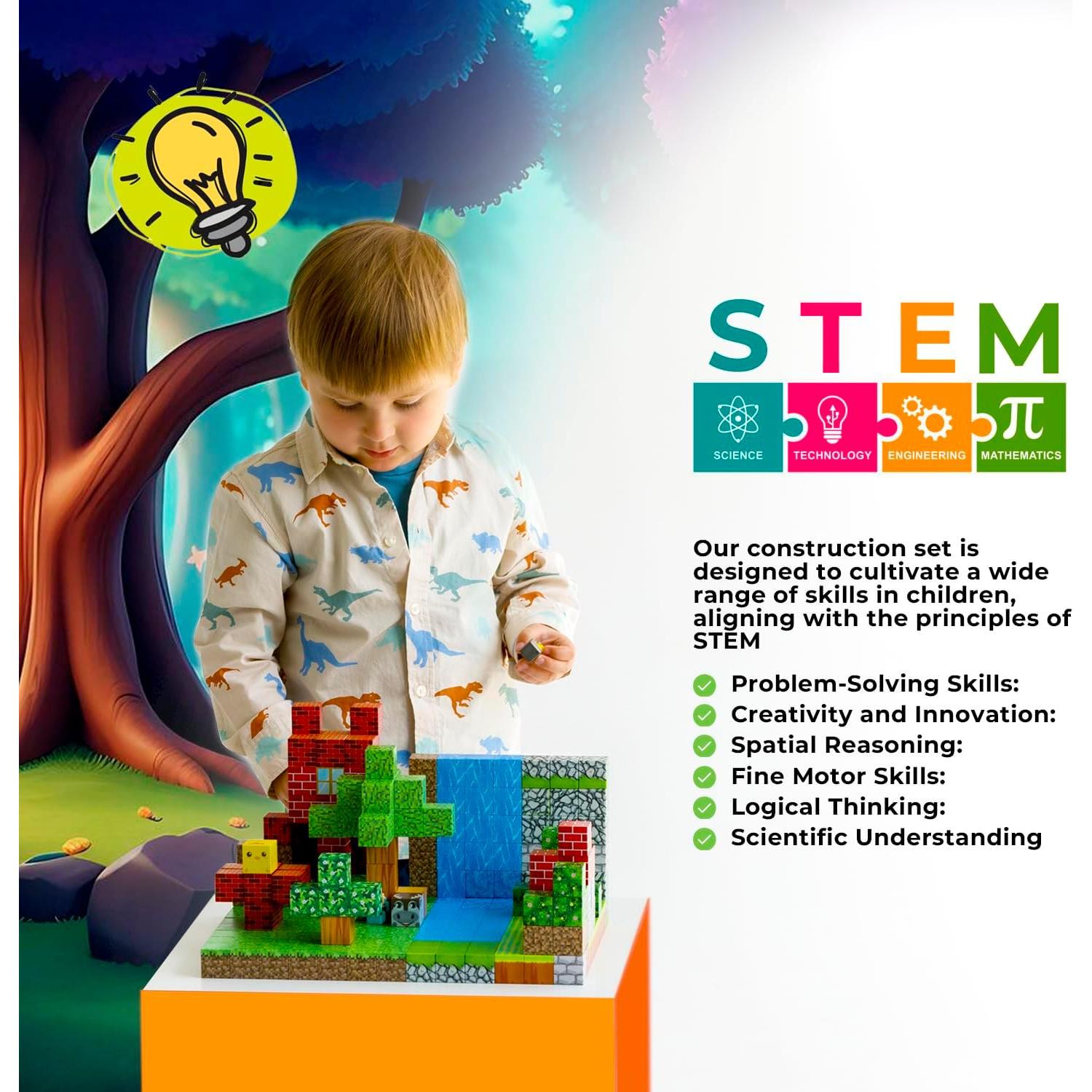 Bloques Magnéticos 128PCS WoodnPlay - Juguetes STEM para Niños