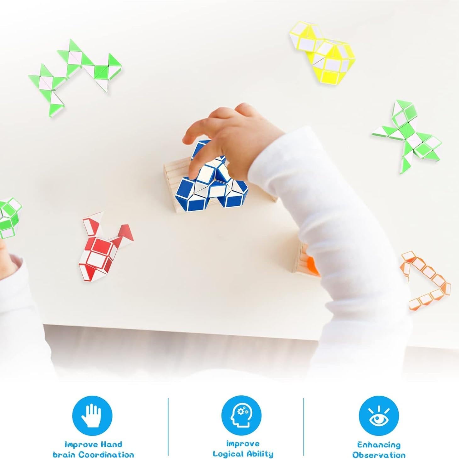 Ganowo 18 Cubos de Serpiente Fidget Amarillo - Juguetes Educativos