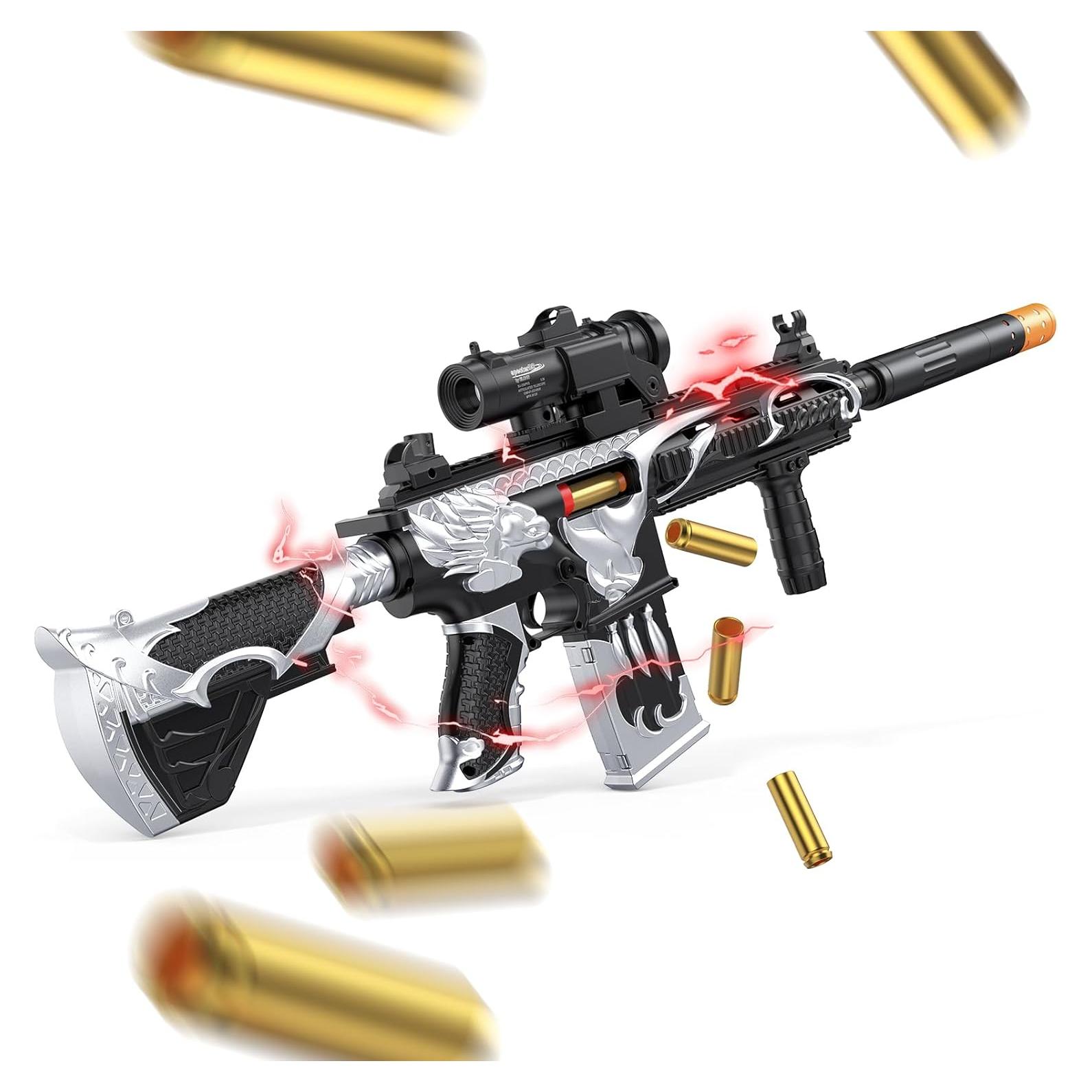 Pistola de Juguete Manual Austraes con 60 Balas Blandas Plateada