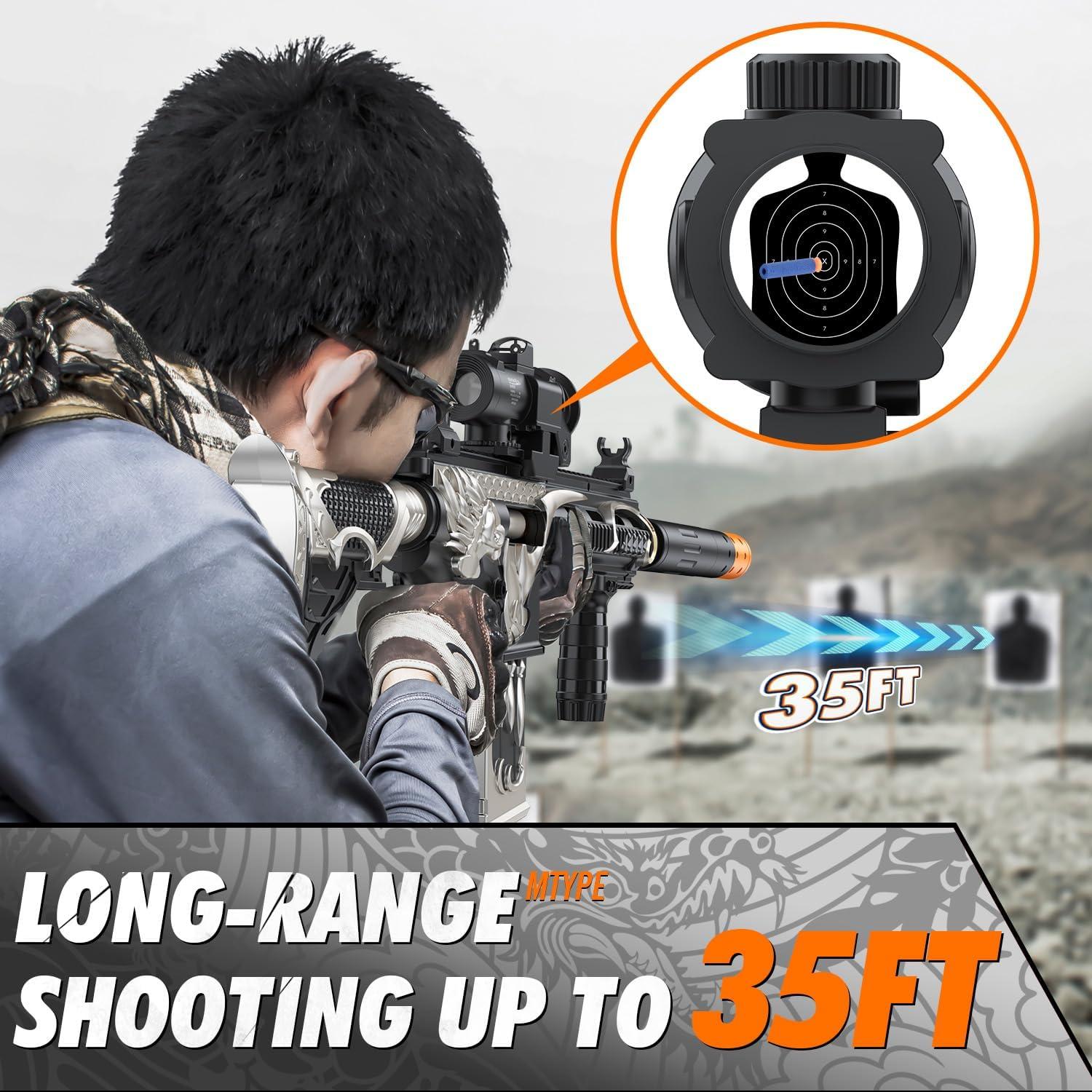 Pistola de Juguete Manual Austraes con 60 Balas Blandas Plateada