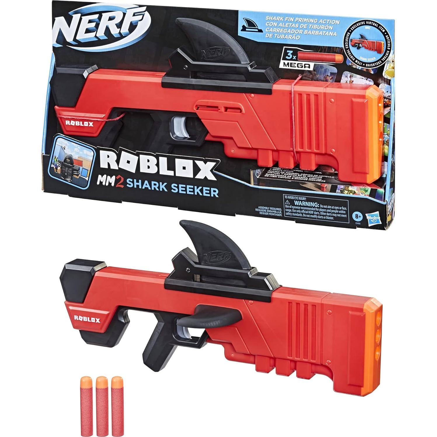 Lanzador Nerf Roblox MM2 Buscador de Tiburones 3 Dardos Mega