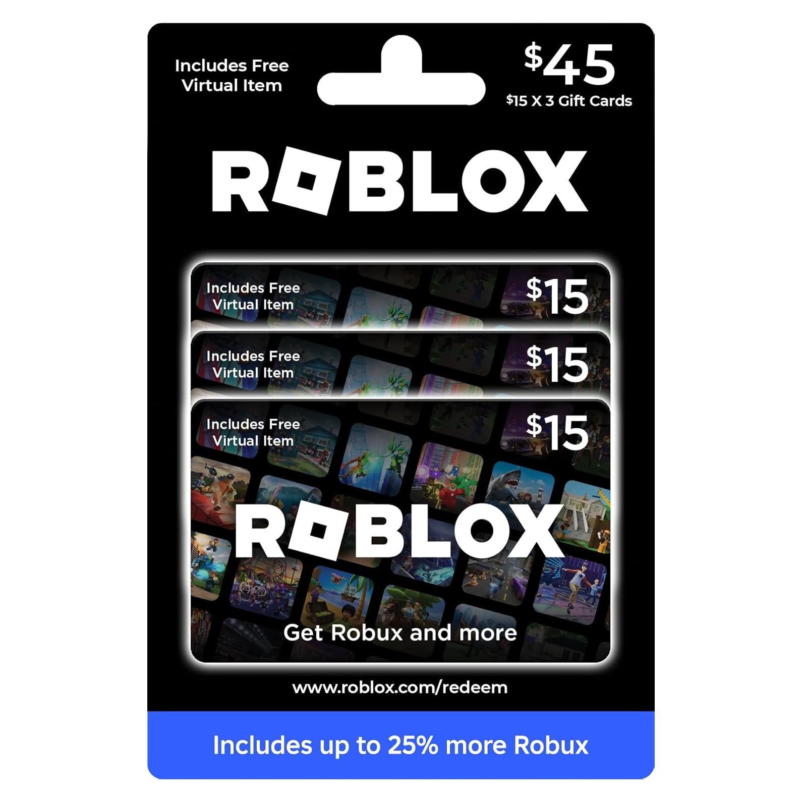 Tarjetas de Regalo Físicas Roblox - Paquete de 3 x $15