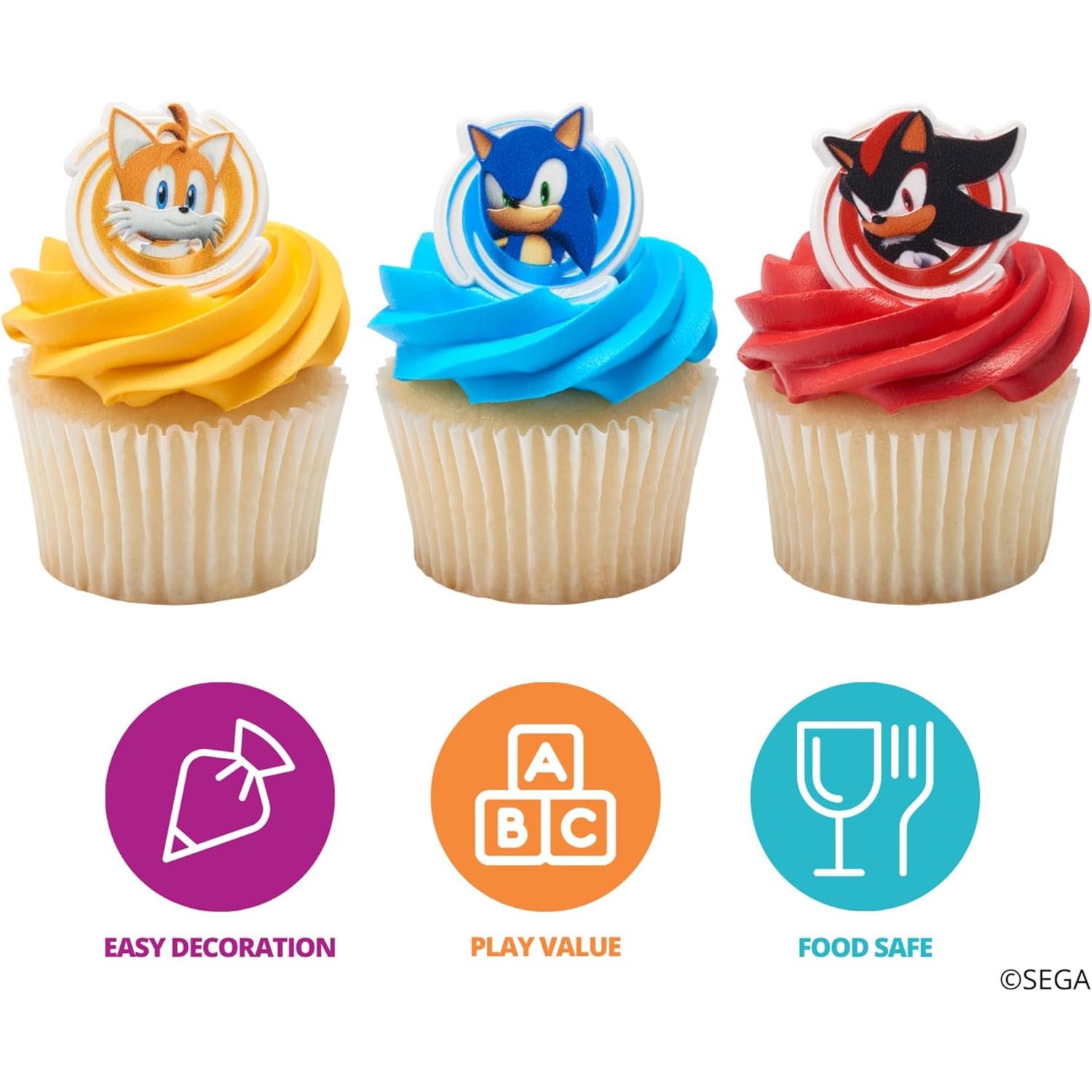 Anillos para Cupcakes DecoPac Sonic the Hedgehog - 24 Piezas