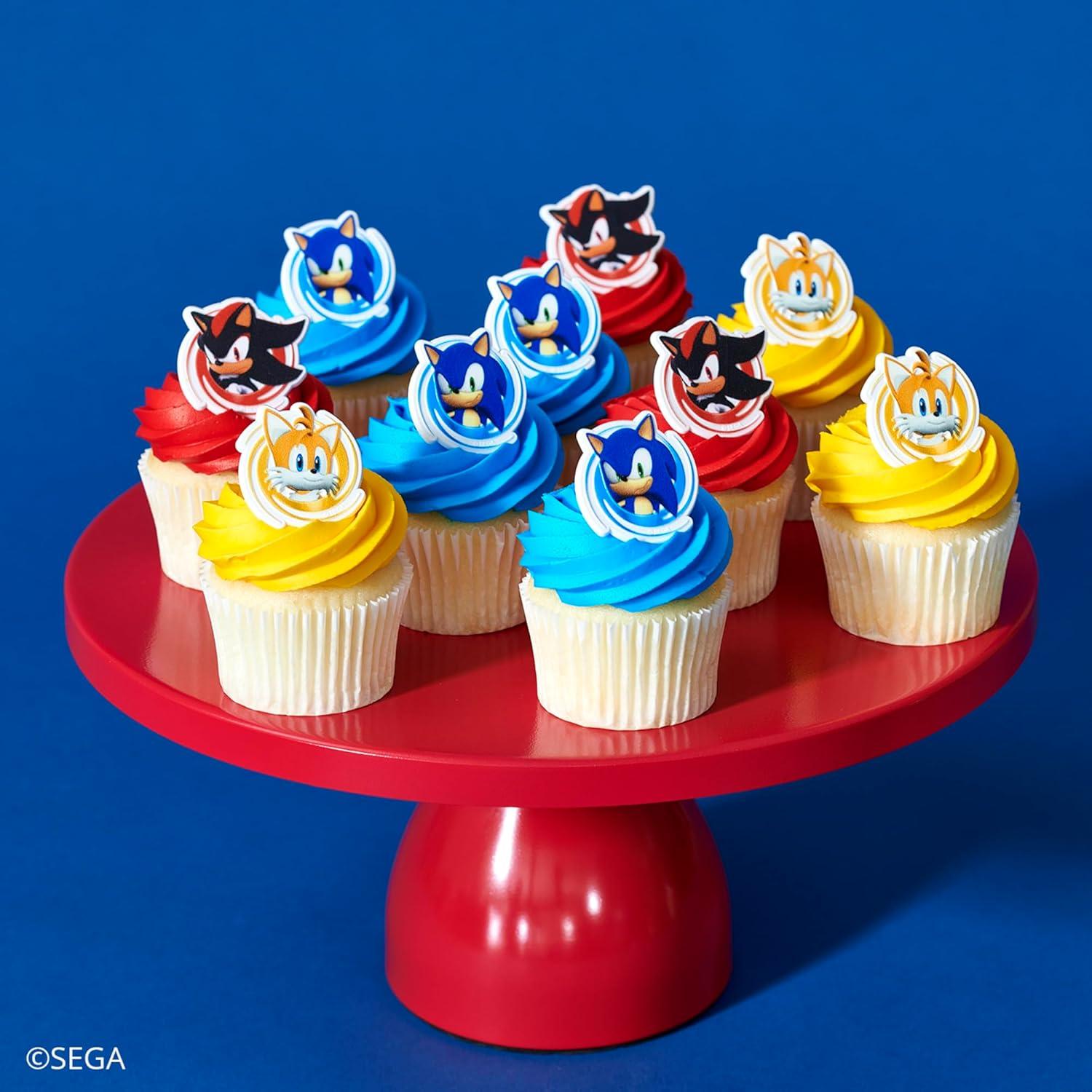 Anillos para Cupcakes DecoPac Sonic the Hedgehog - 24 Piezas