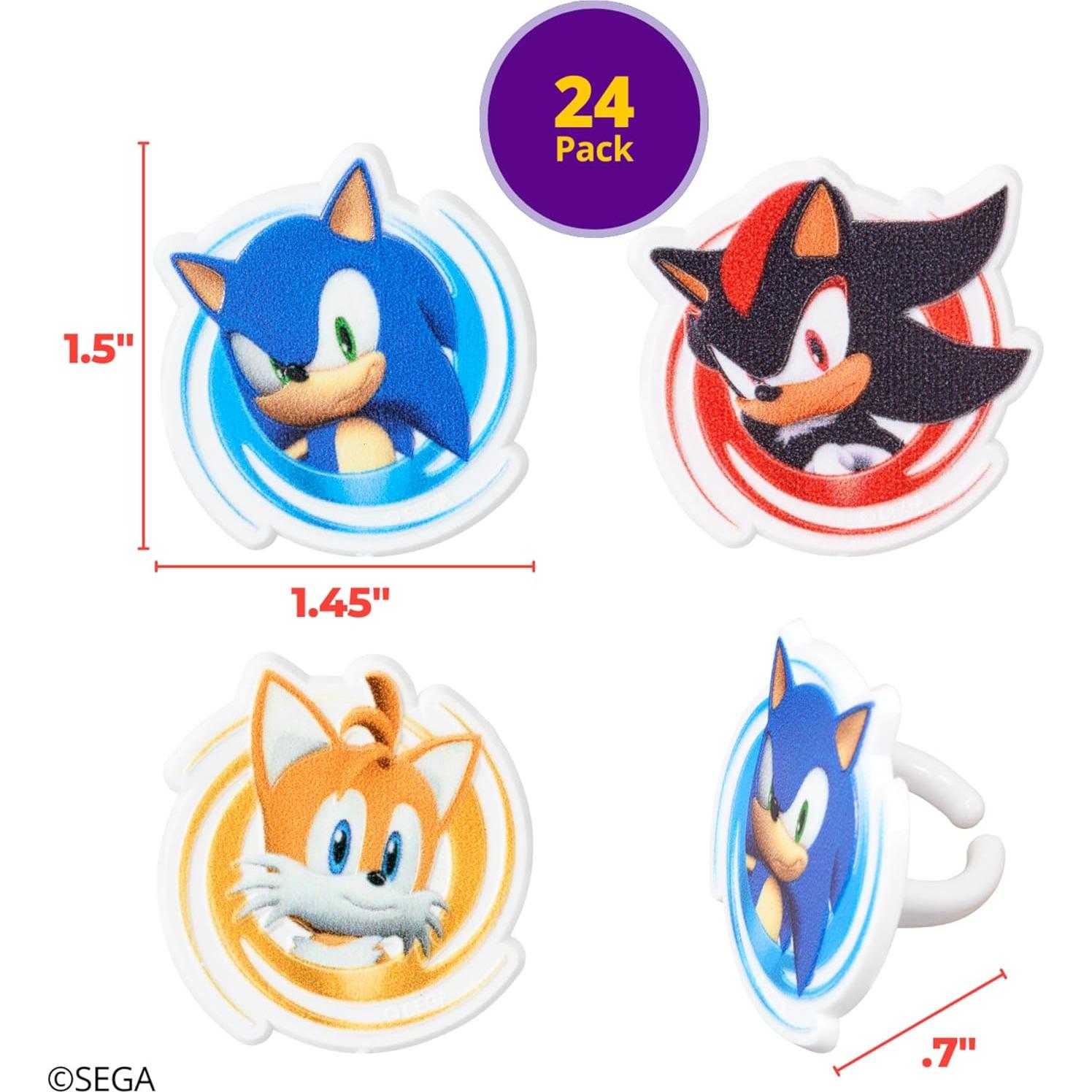 Anillos para Cupcakes DecoPac Sonic the Hedgehog - 24 Piezas
