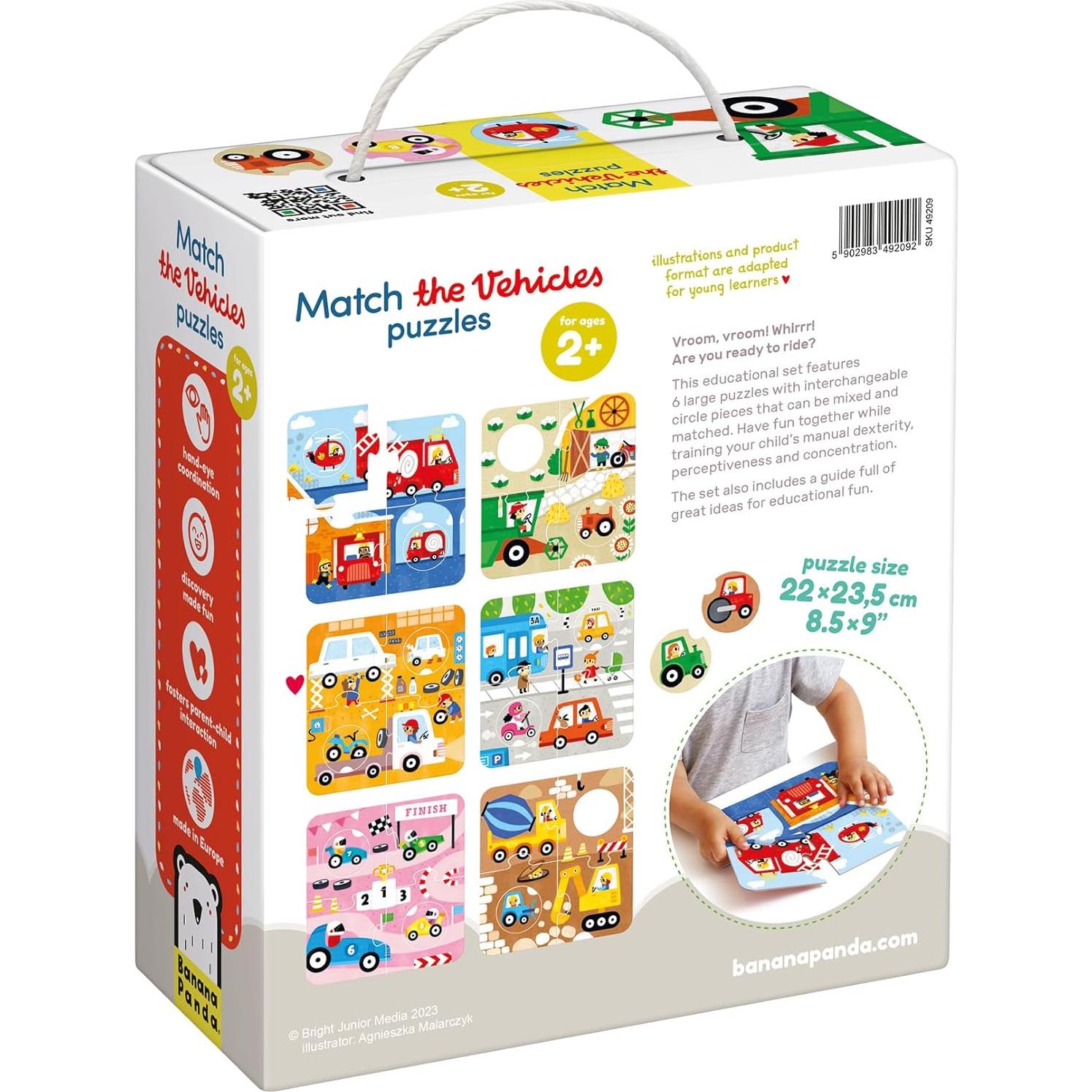 Rompecabezas de Emparejar Vehículos Banana Panda 6 Piezas