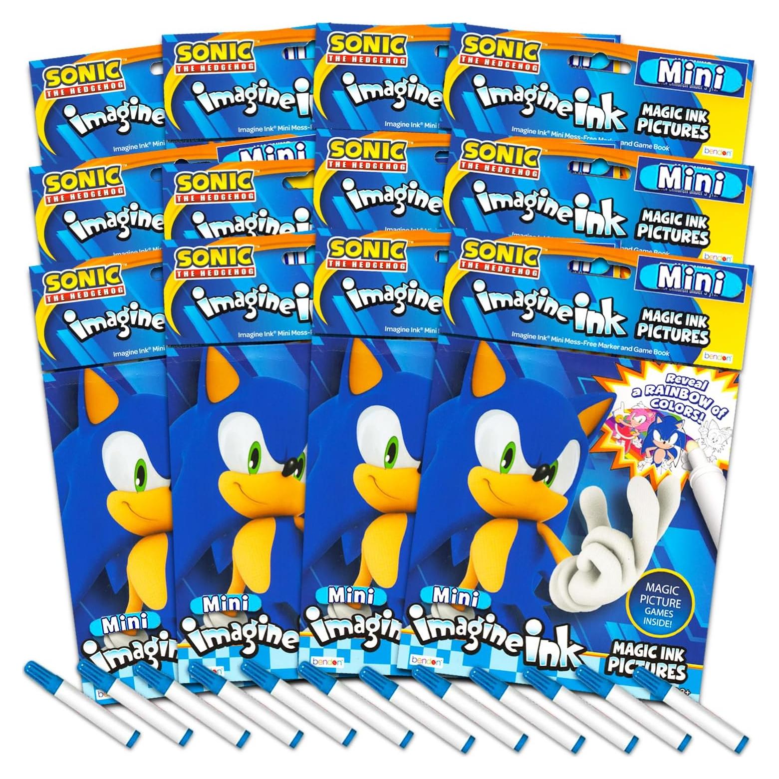 Conjunto de 12 Libros para Colorear Sonic - Tinta Mágica Sin Desorden