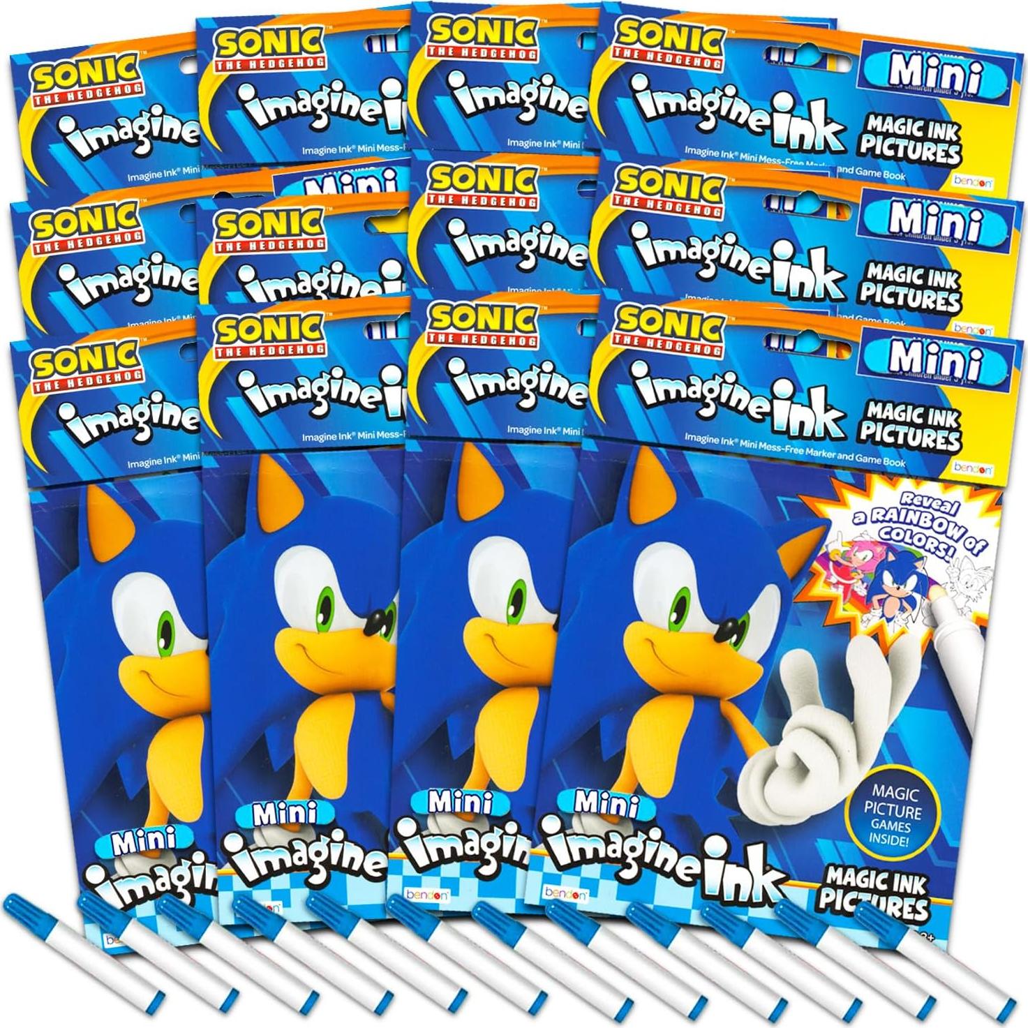 Conjunto de 12 Libros para Colorear Sonic - Tinta Mágica Sin Desorden