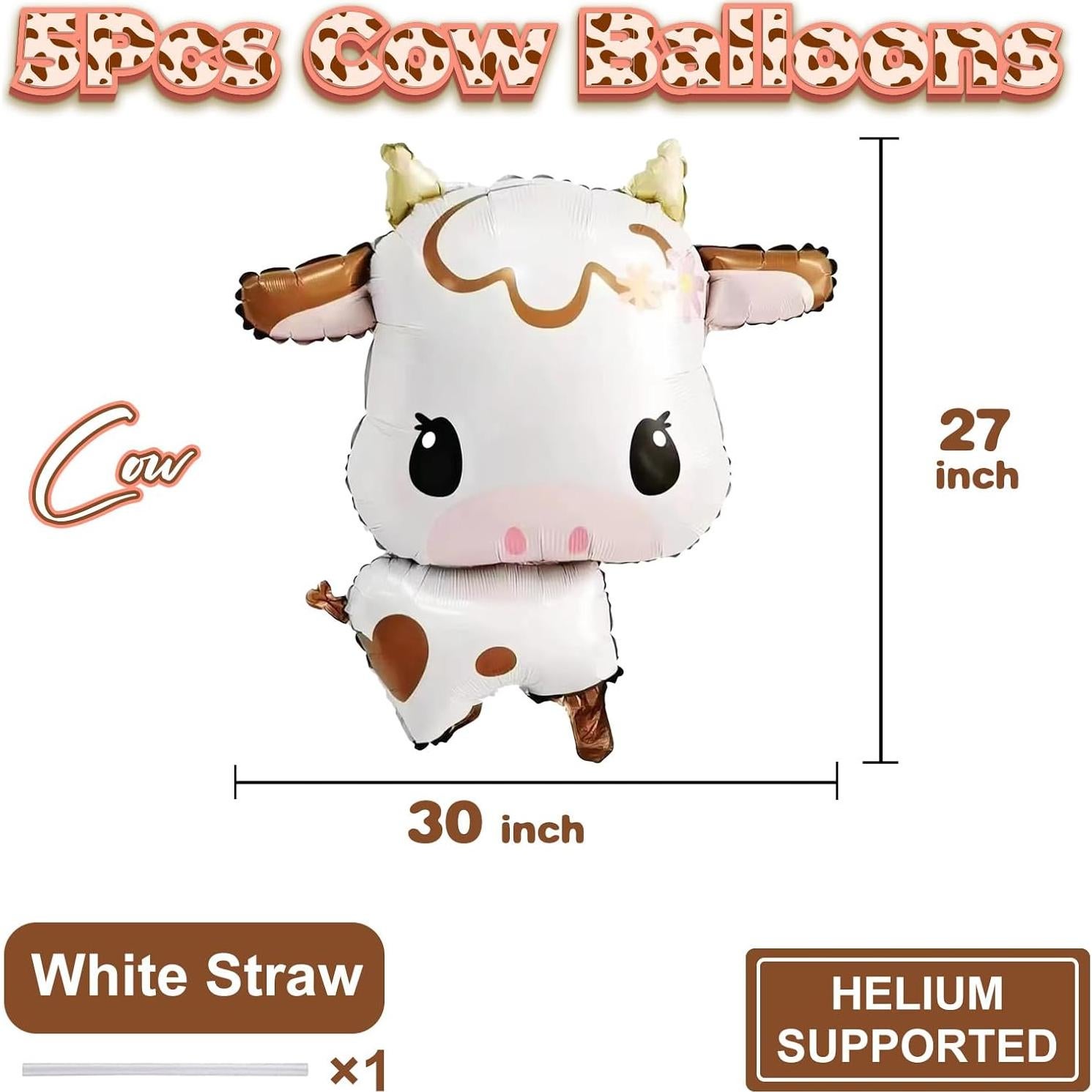 5 Piezas Globos de Vaca Mylar 76 cm para Fiesta de Bebé