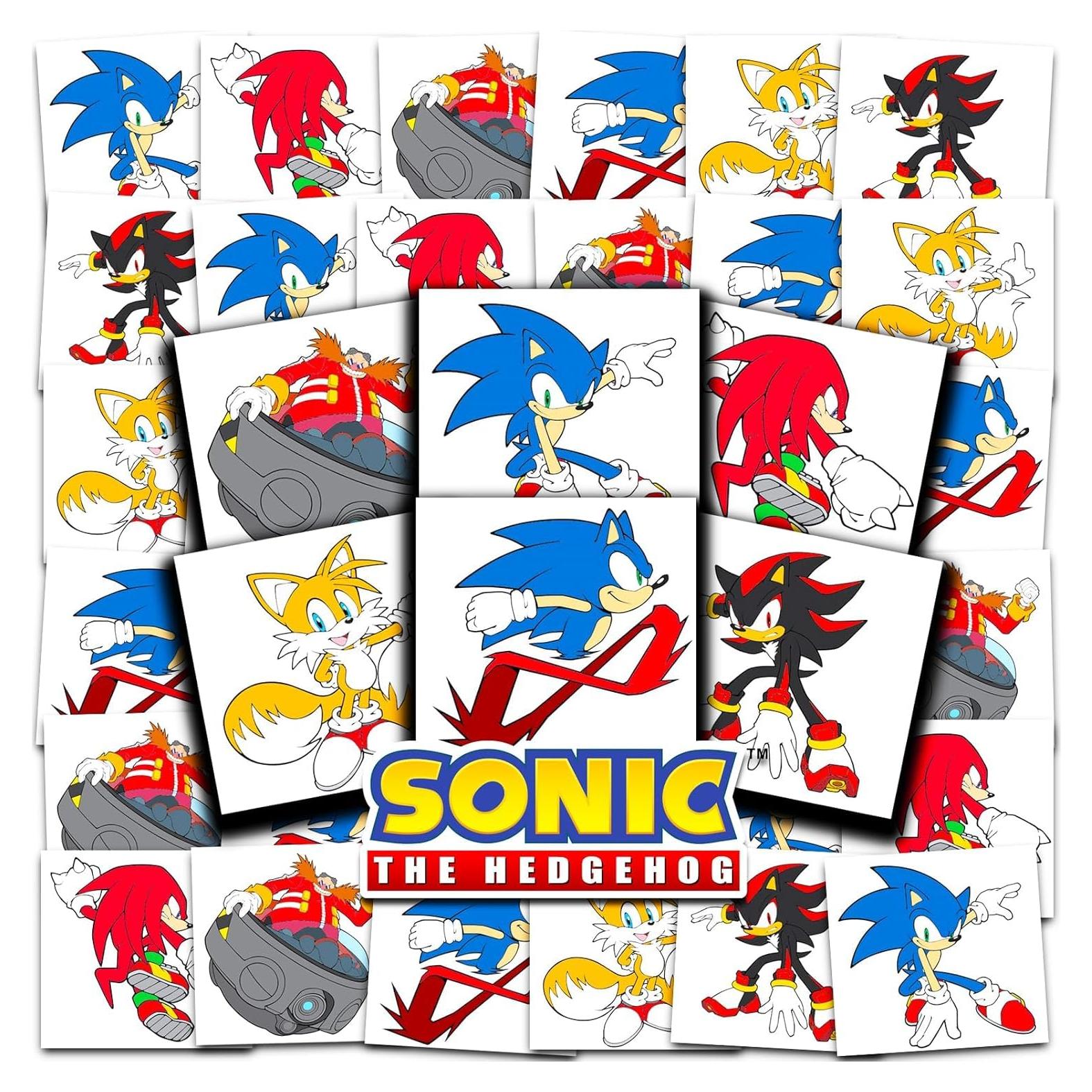 Paquete de 72 Tatuajes Temporales Sonic the Hedgehog 5x5cm