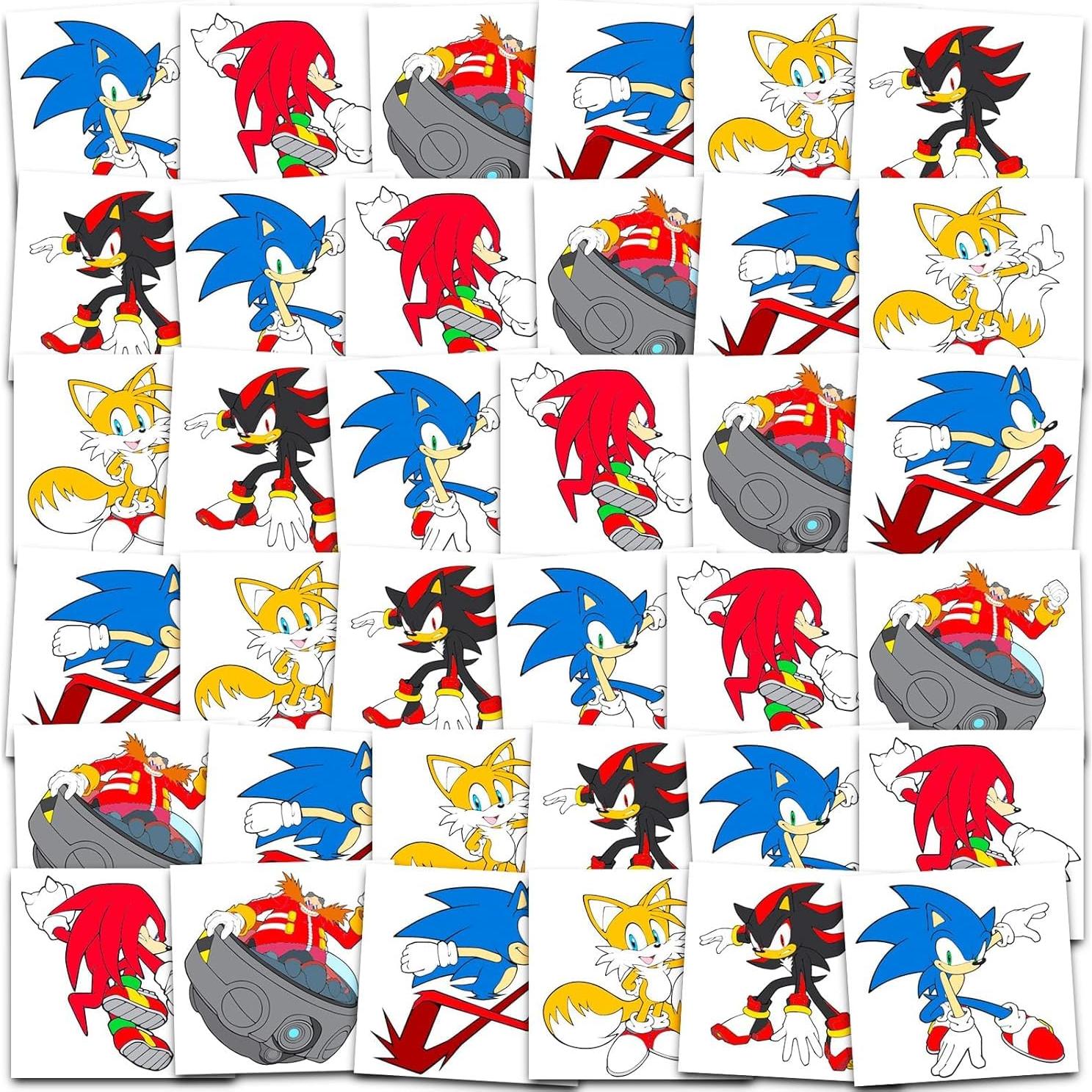 Paquete de 72 Tatuajes Temporales Sonic the Hedgehog 5x5cm