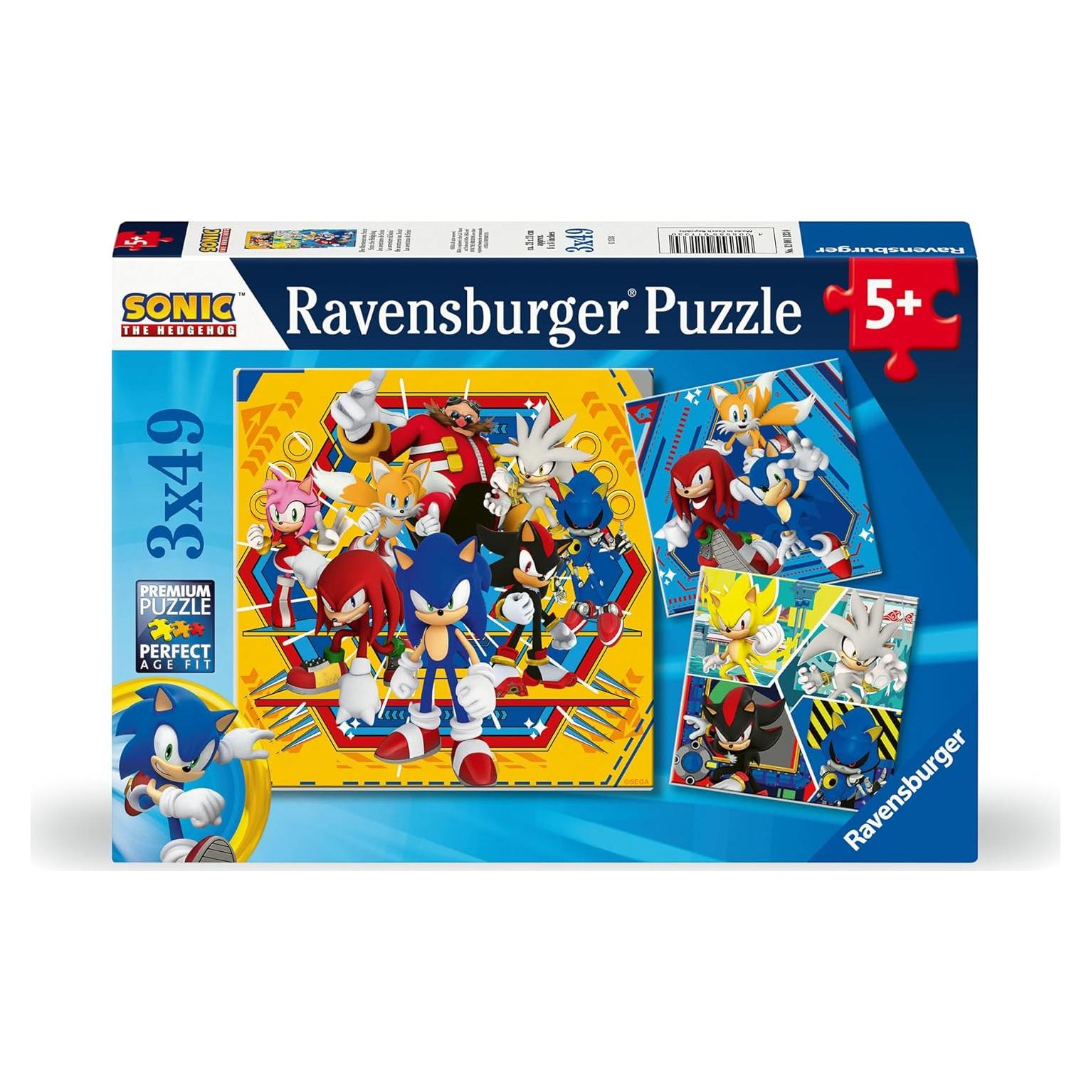 Rompecabezas Ravensburger Sonic 3 x 49 Piezas para Niños