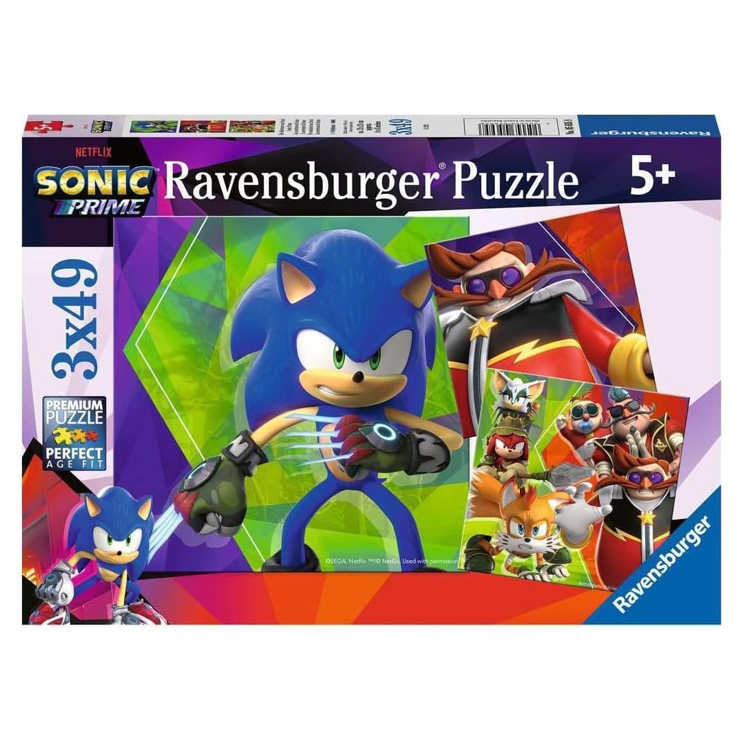 Rompecabezas Ravensburger Sonic Prime 3x49 Piezas 17.8cm