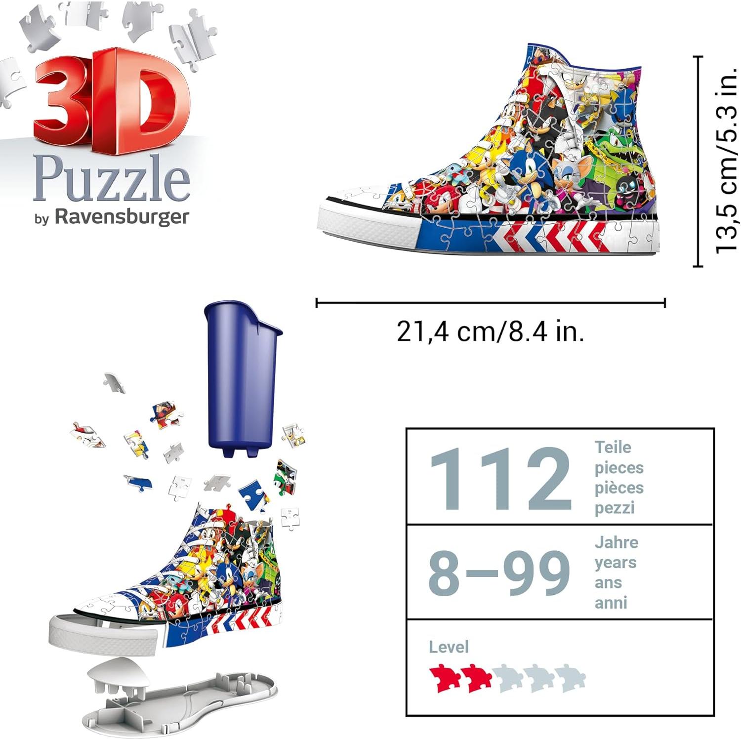 Rompecabezas 3D Zapatilla Sonic Ravensburger 108 Piezas