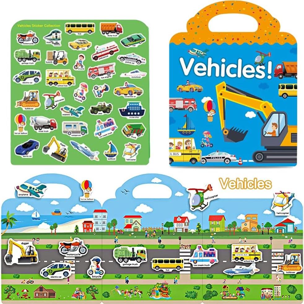 Libros de Pegatinas Reutilizables Yowlieu 3 Pcs Educativos