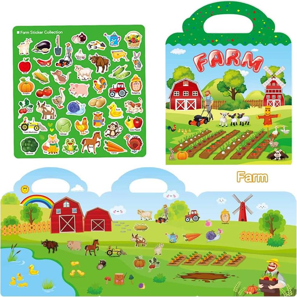 Libros de Pegatinas Reutilizables Yowlieu 3 Pcs Educativos