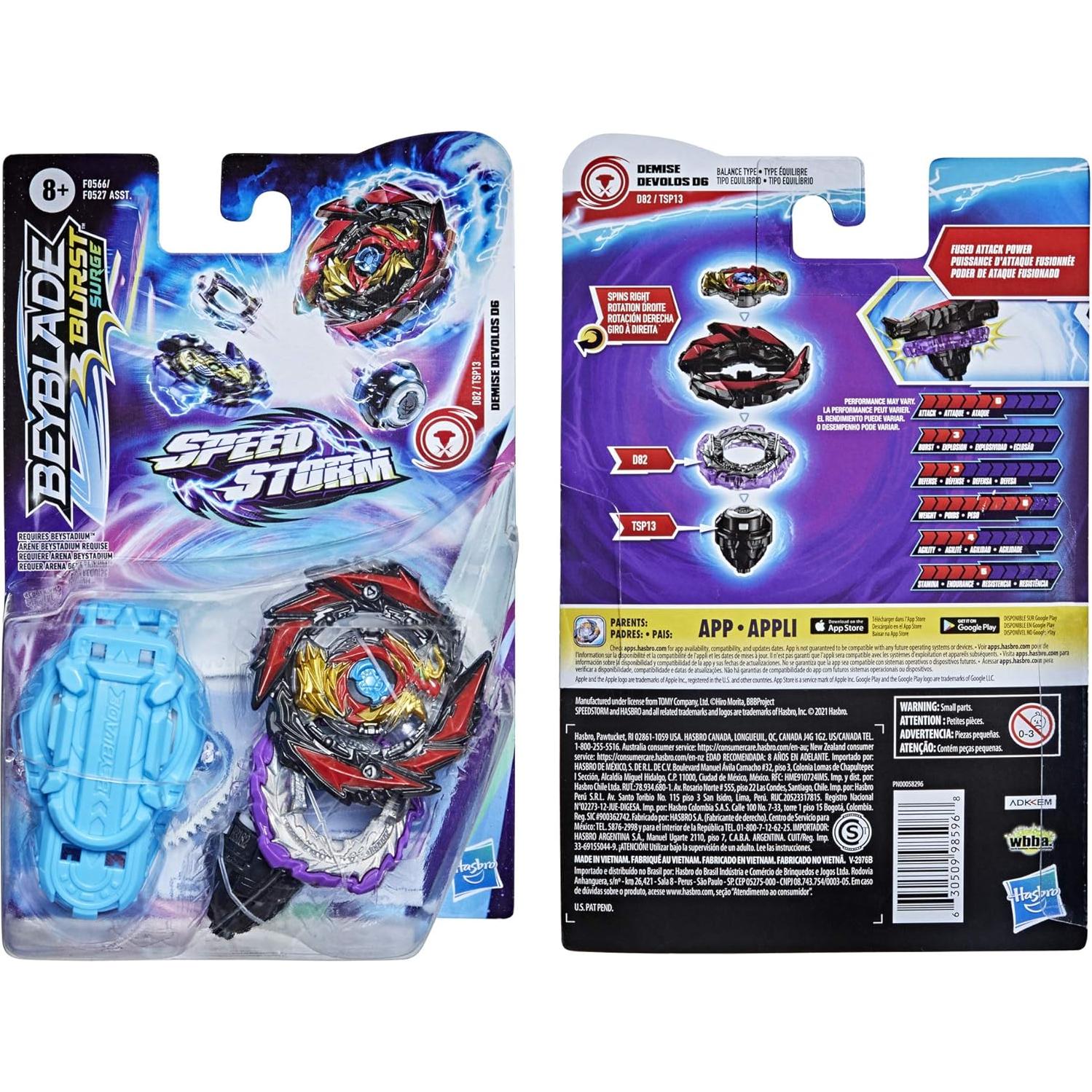 Peonza Beyblade Burst Speedstorm Demise Devolos D6 con Lanzador