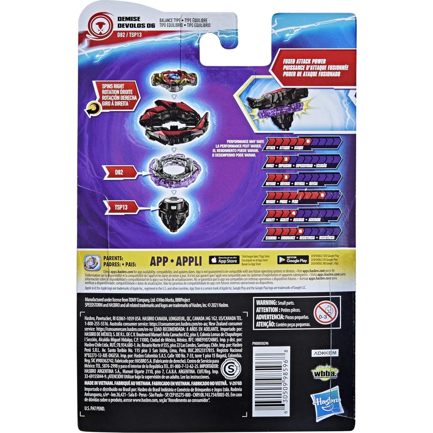 Peonza Beyblade Burst Speedstorm Demise Devolos D6 con Lanzador