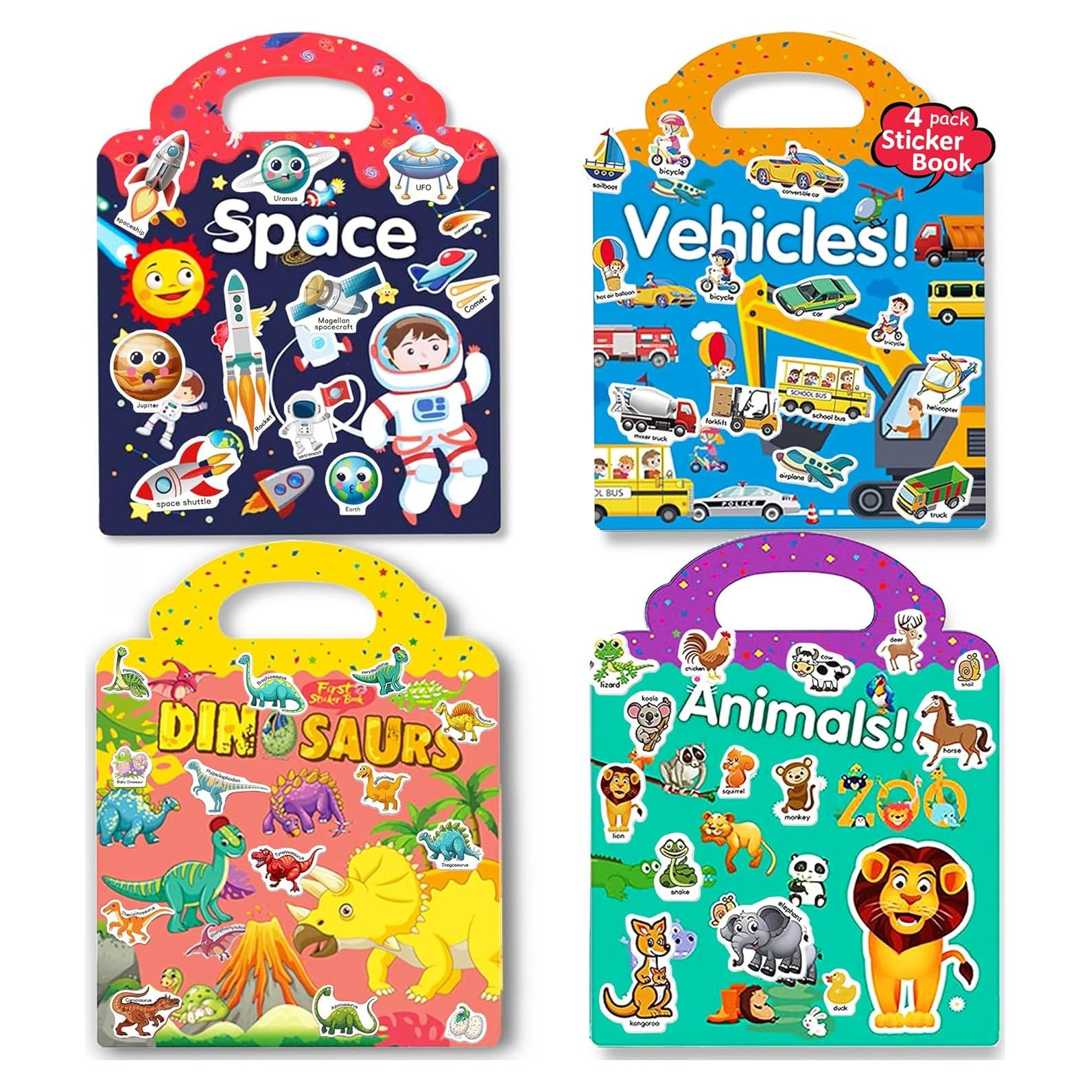 Libros de Pegatinas Reutilizables Yowlieu 4 Pcs Educativos