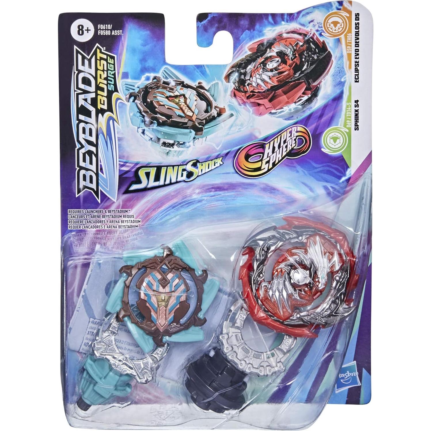 Paquete Dual Beyblade Burst Hasbro: Eclipse Evo Devolos D5 y Sphinx S4