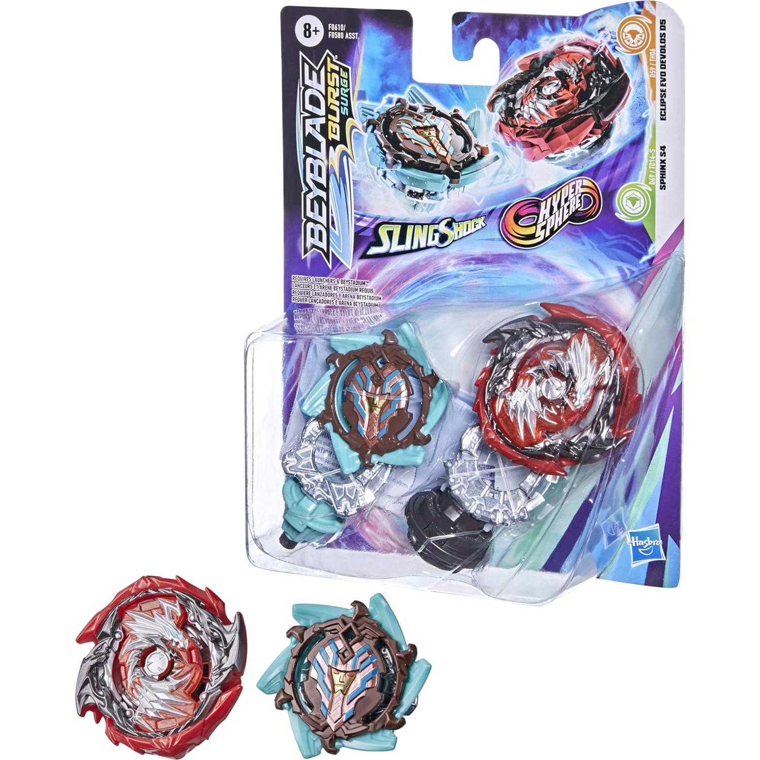 Paquete Dual Beyblade Burst Hasbro: Eclipse Evo Devolos D5 y Sphinx S4