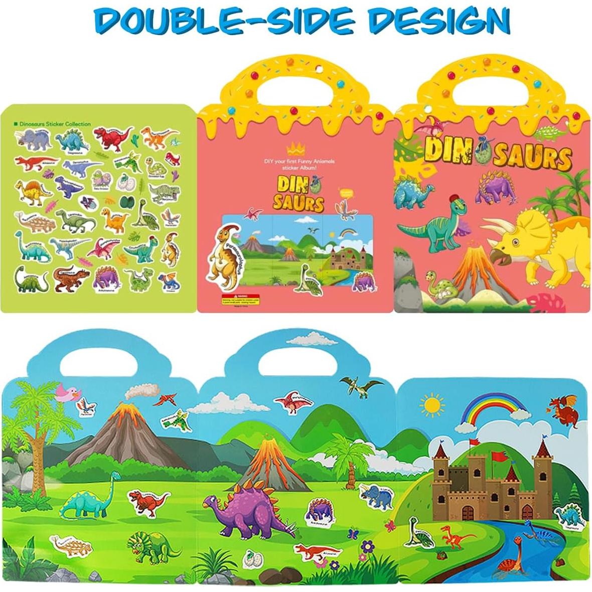 Libro de Pegatinas Reutilizables Yowlieu Dinosaurios 17.8x12.7cm