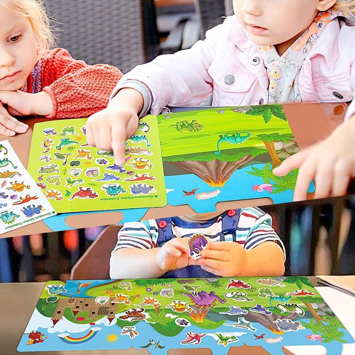 Libro de Pegatinas Reutilizables Yowlieu Dinosaurios 17.8x12.7cm