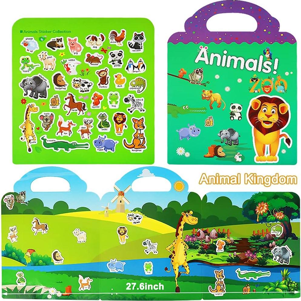 Libros de Pegatinas Reutilizables Yowlieu 2 Pcs Animales